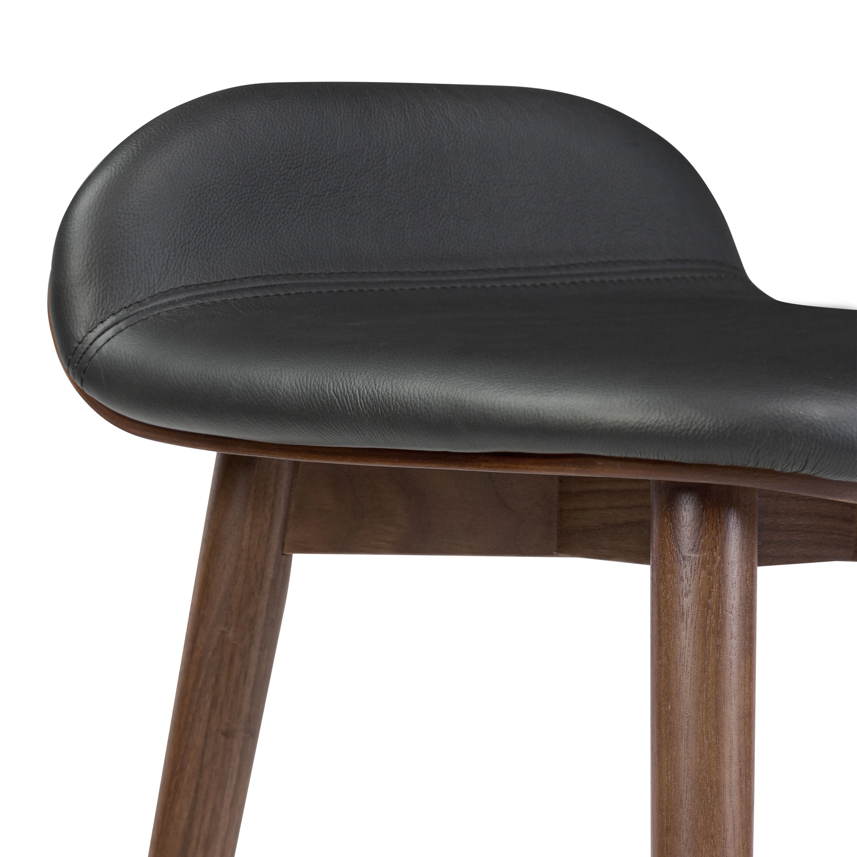 Notello Leather Counter Stool | Black/Walnut - Image 8