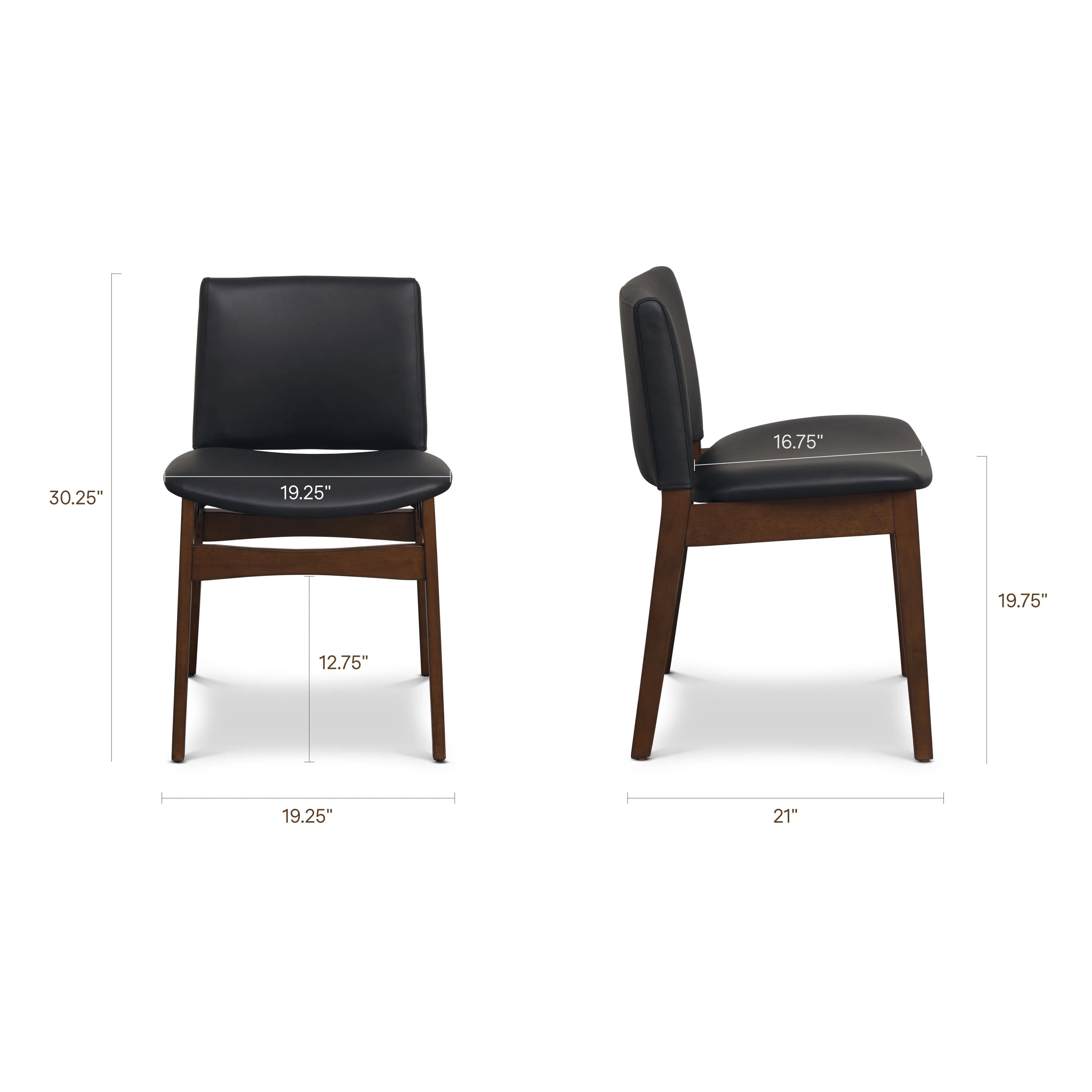 Oliva Leather Dining Chair | Black/Walnut - Image 14