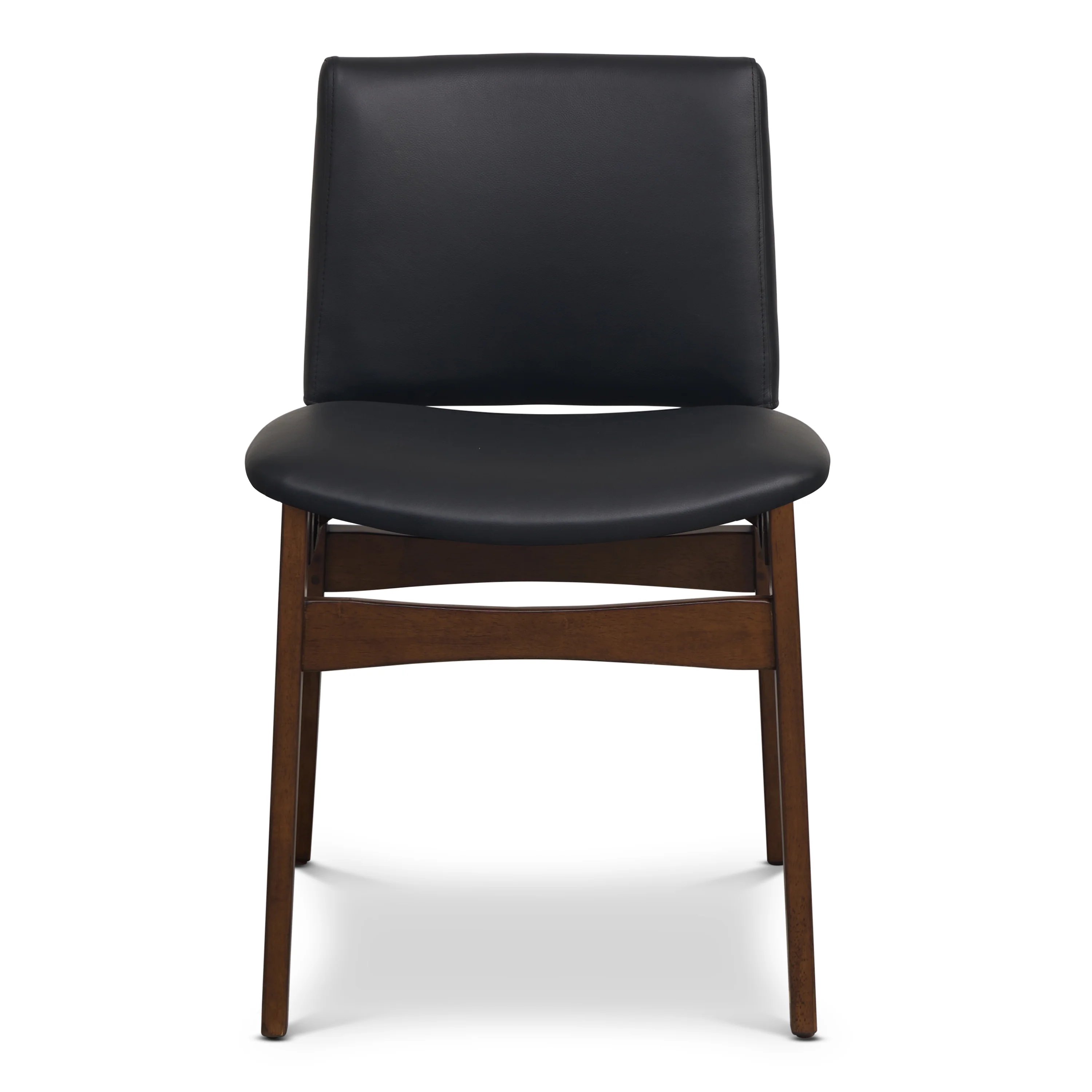 Oliva Leather Dining Chair | Black/Walnut - Image 3