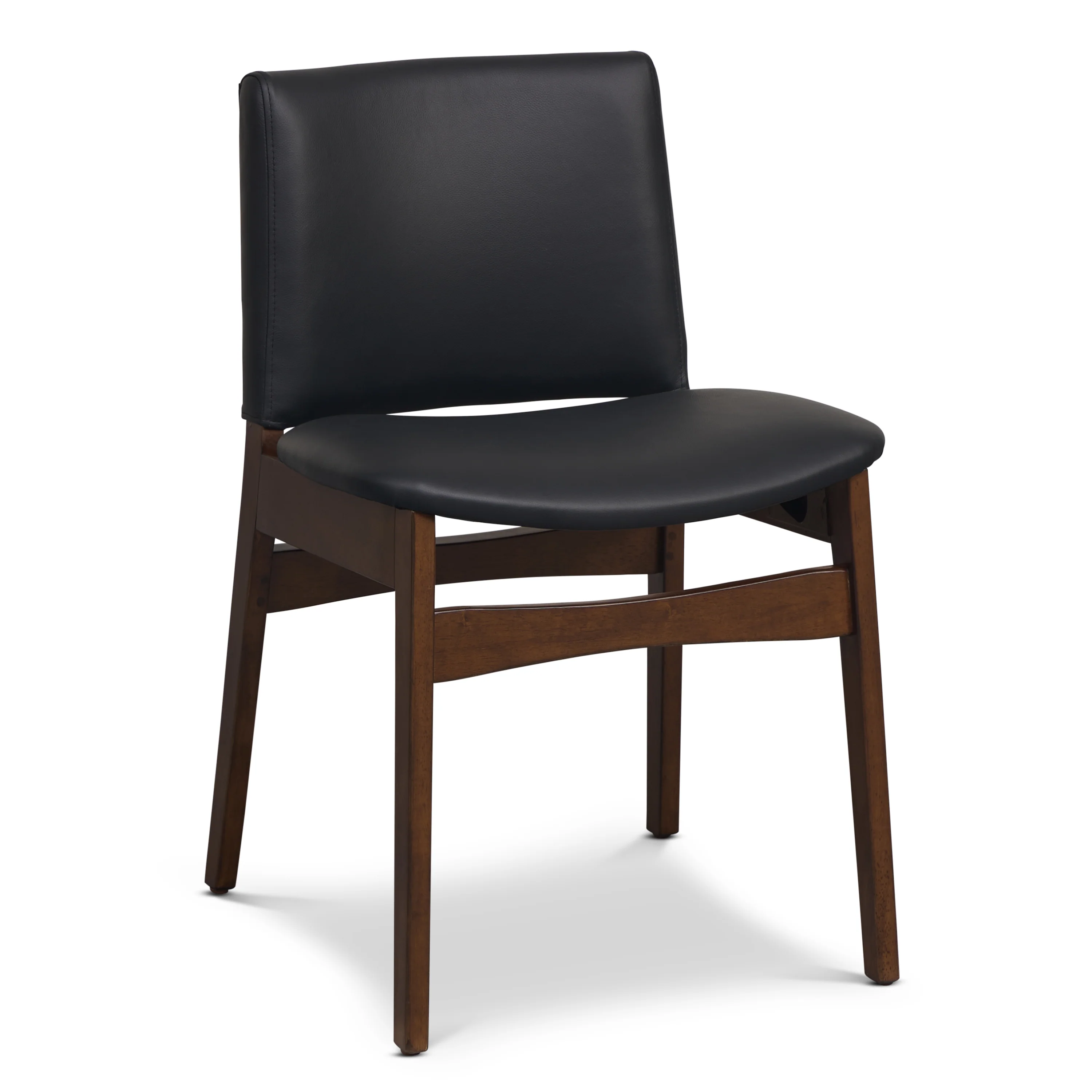 Oliva Leather Dining Chair | Black/Walnut - Image 4