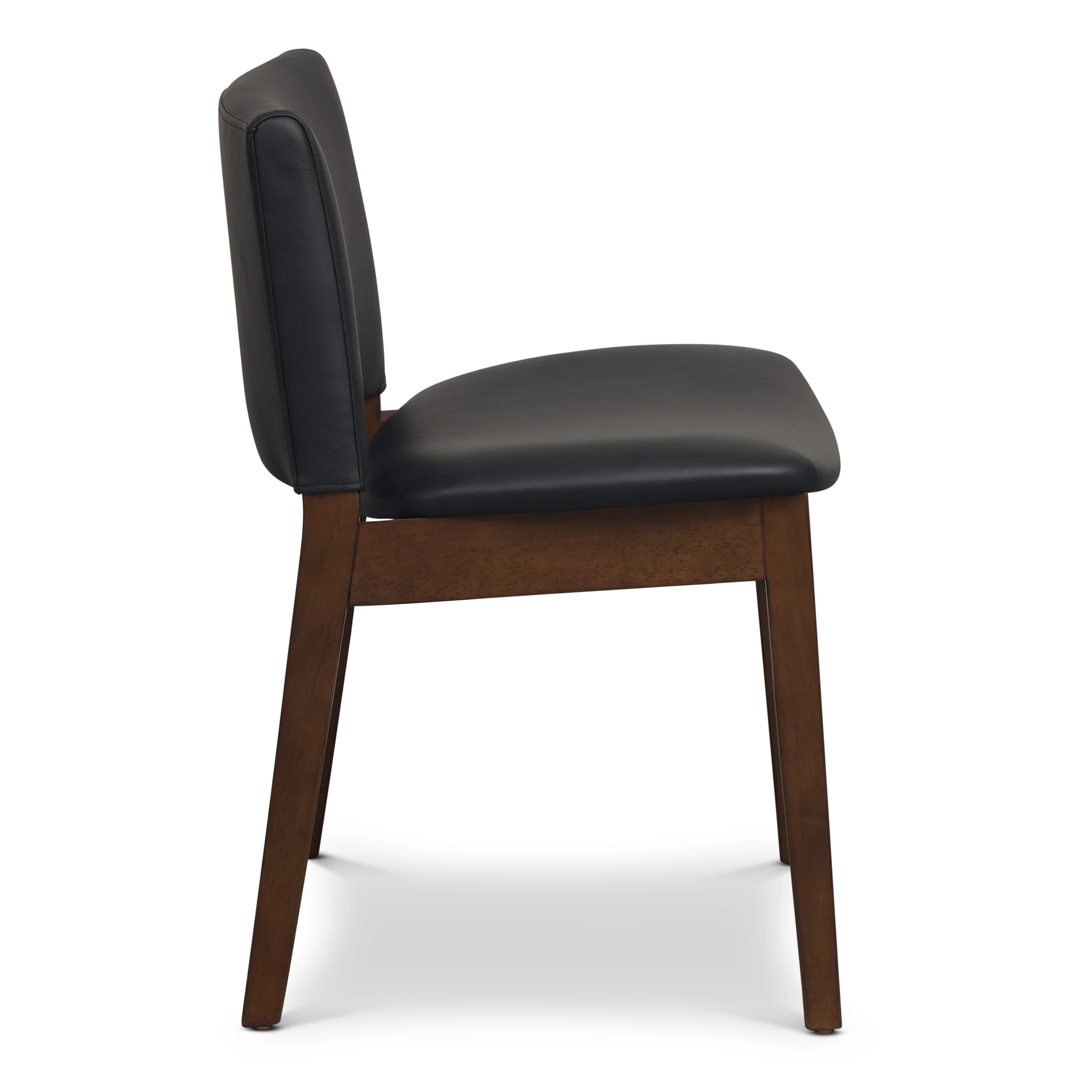 Oliva Leather Dining Chair | Black/Walnut - Image 5