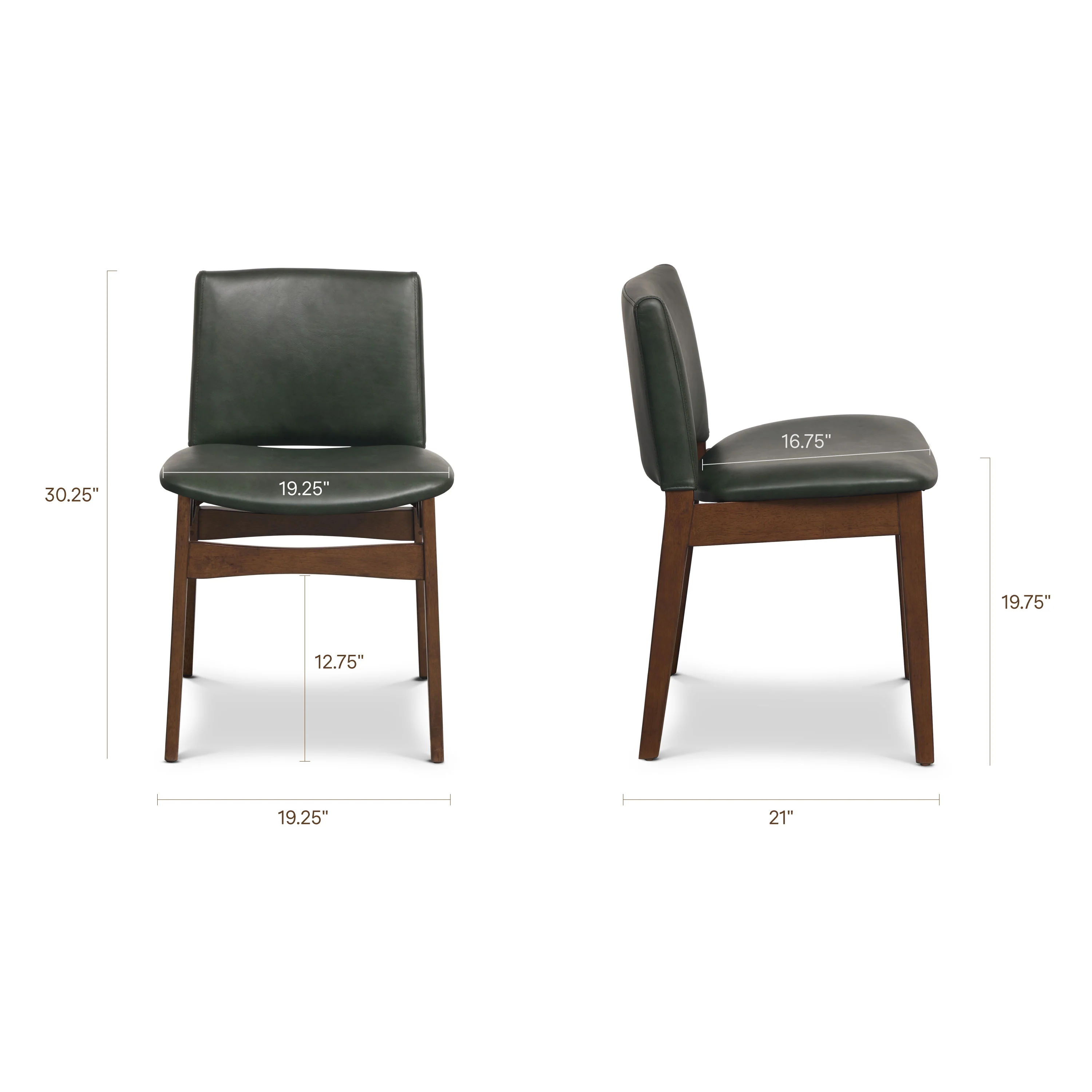 Oliva Leather Dining Chair | Green/Walnut - Image 14