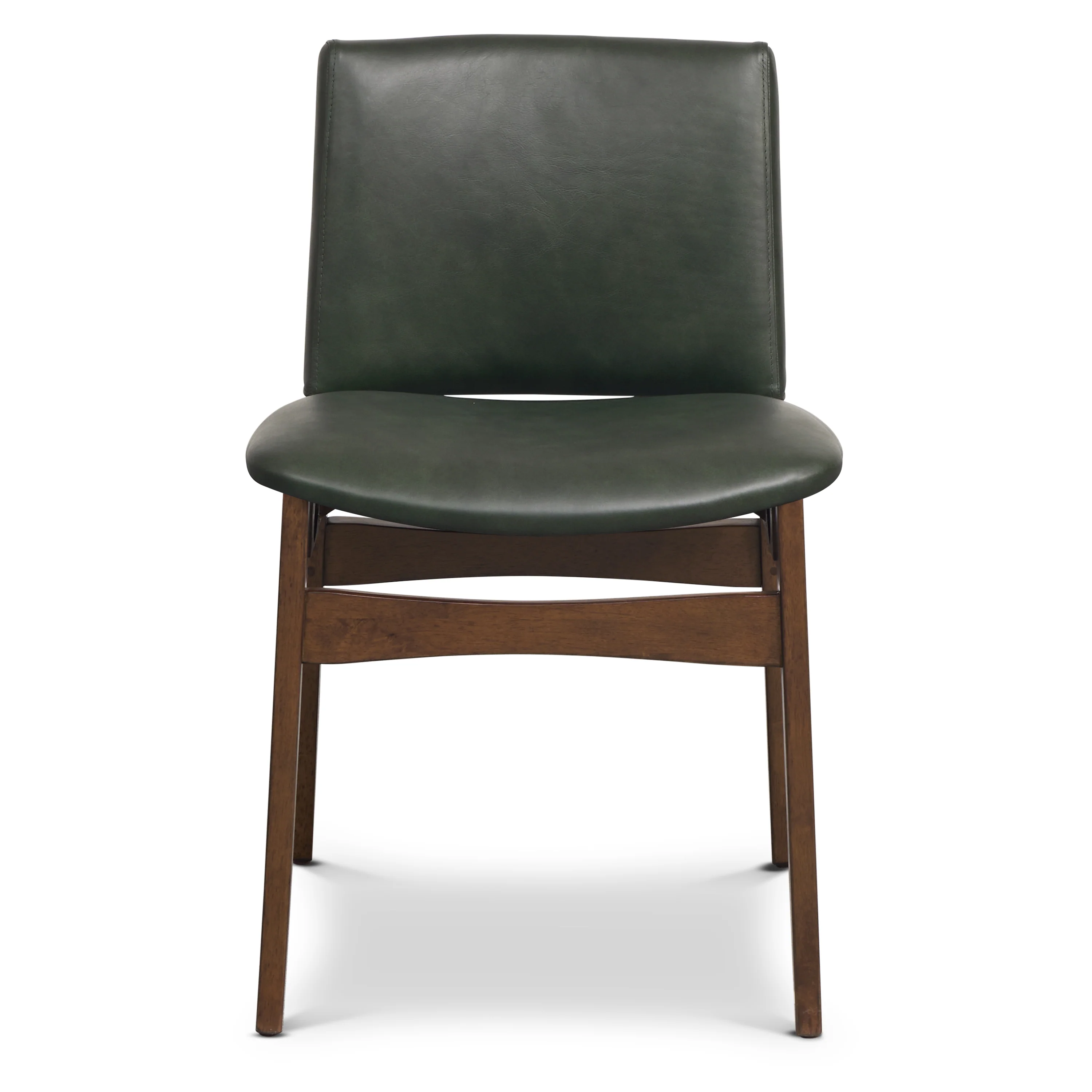 Oliva Leather Dining Chair | Green/Walnut - Image 3