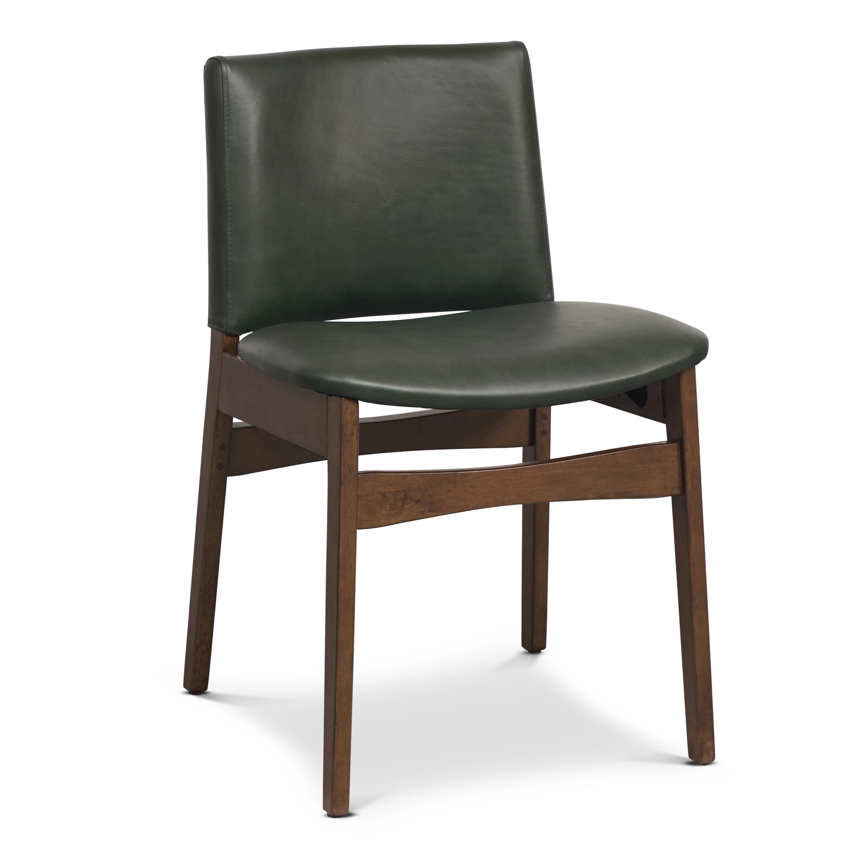 Oliva Leather Dining Chair | Green/Walnut - Image 4