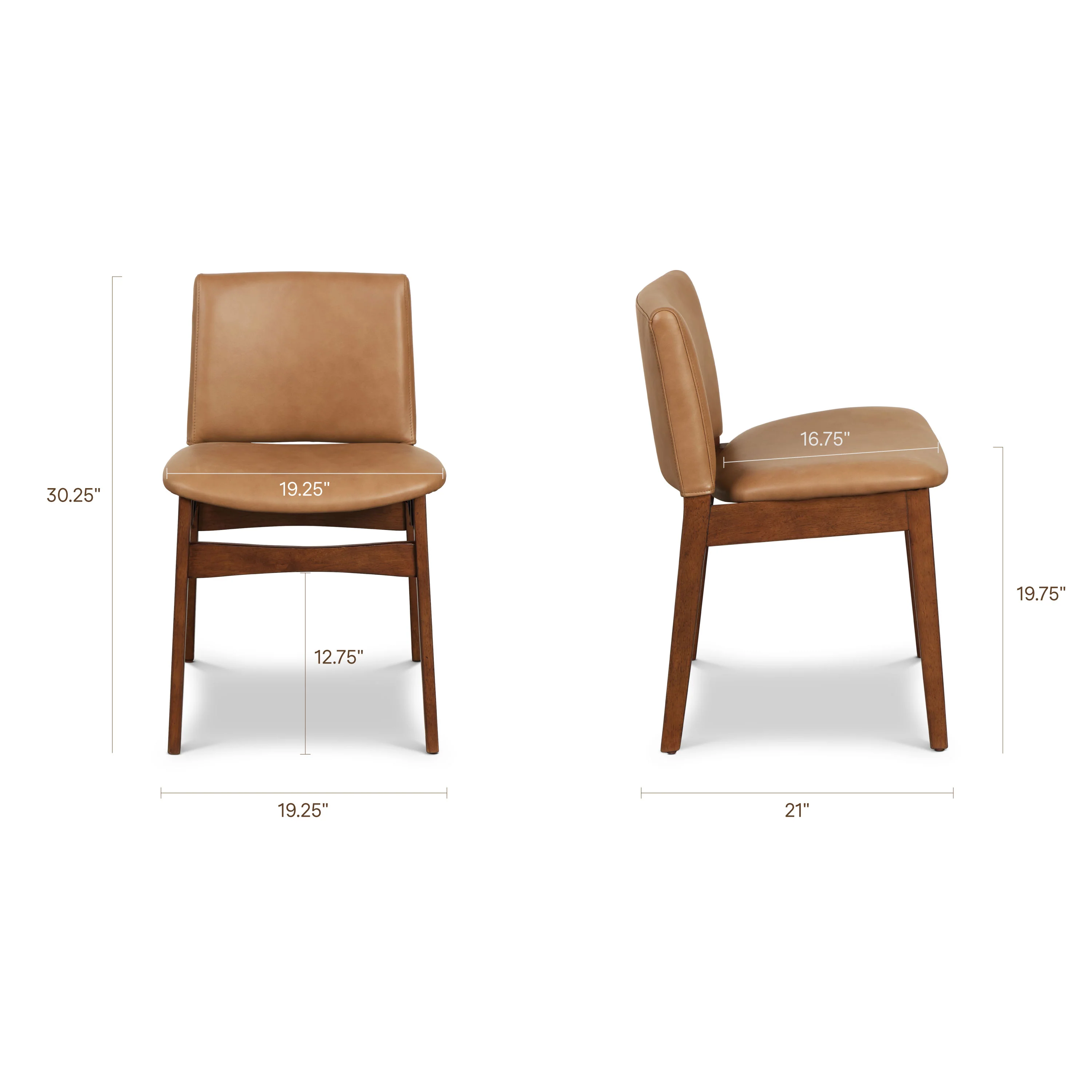 Oliva Leather Dining Chair | Tan/Walnut - Image 14