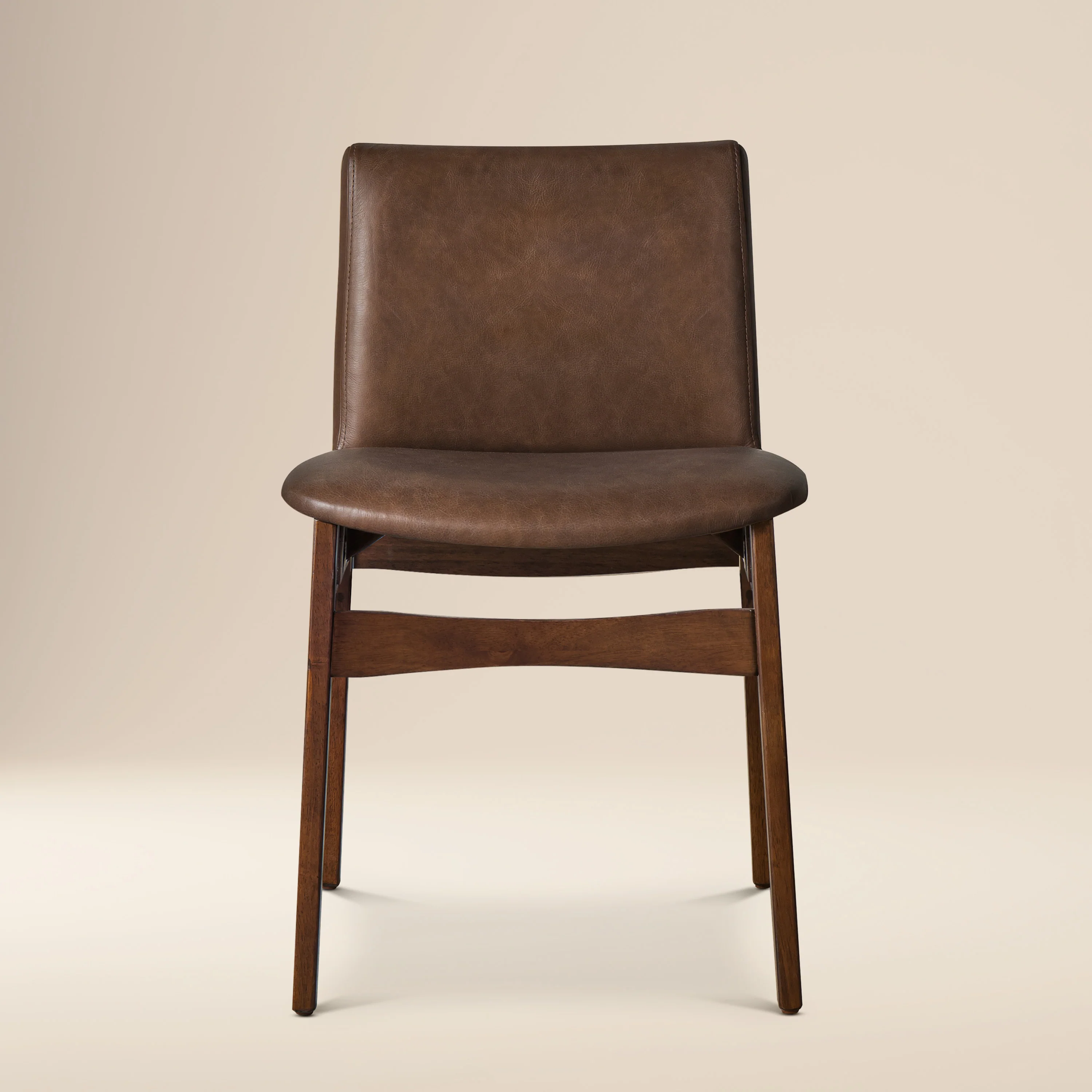 Oliva Leather Dining Chair | Brown/Walnut