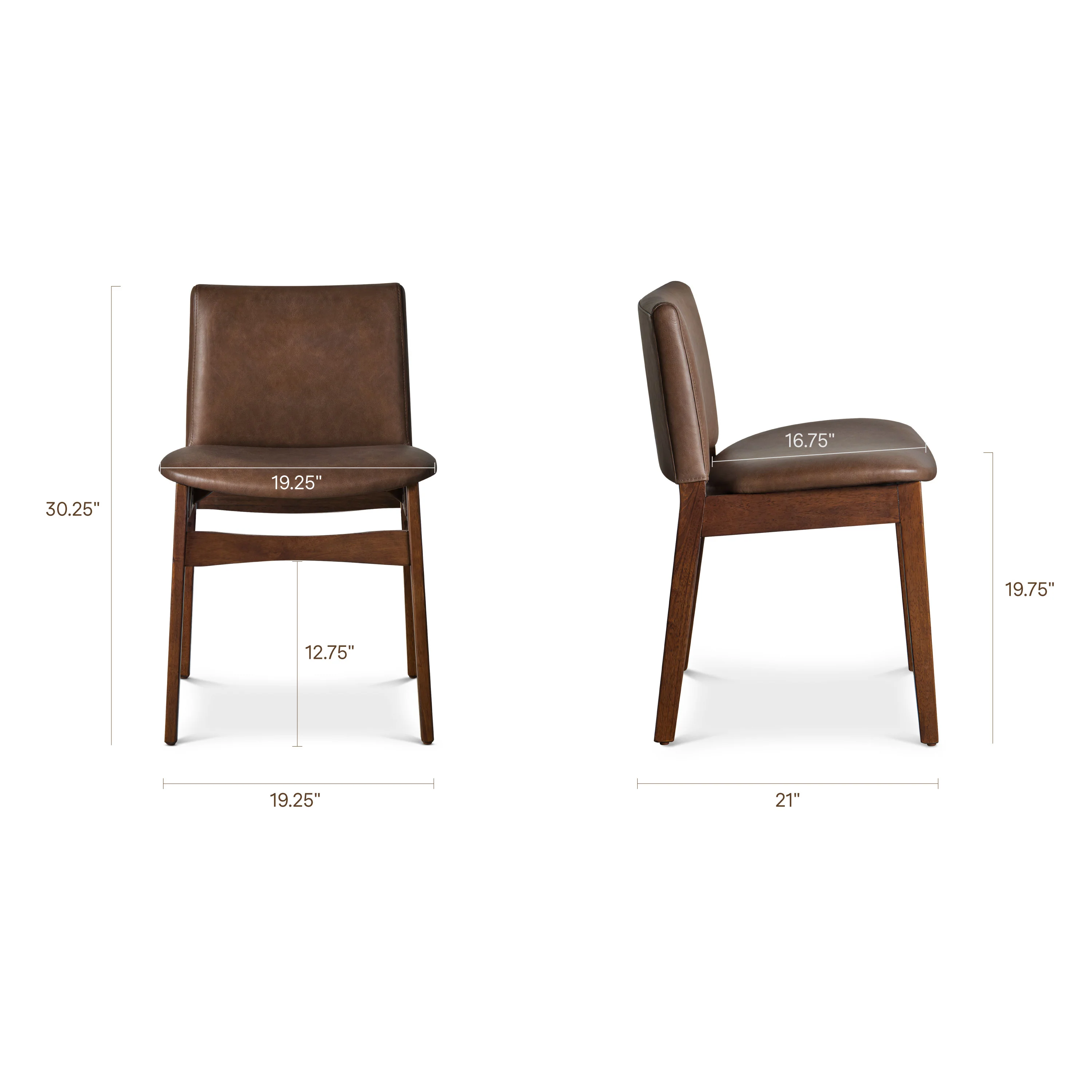 Oliva Leather Dining Chair | Brown/Walnut - Image 14