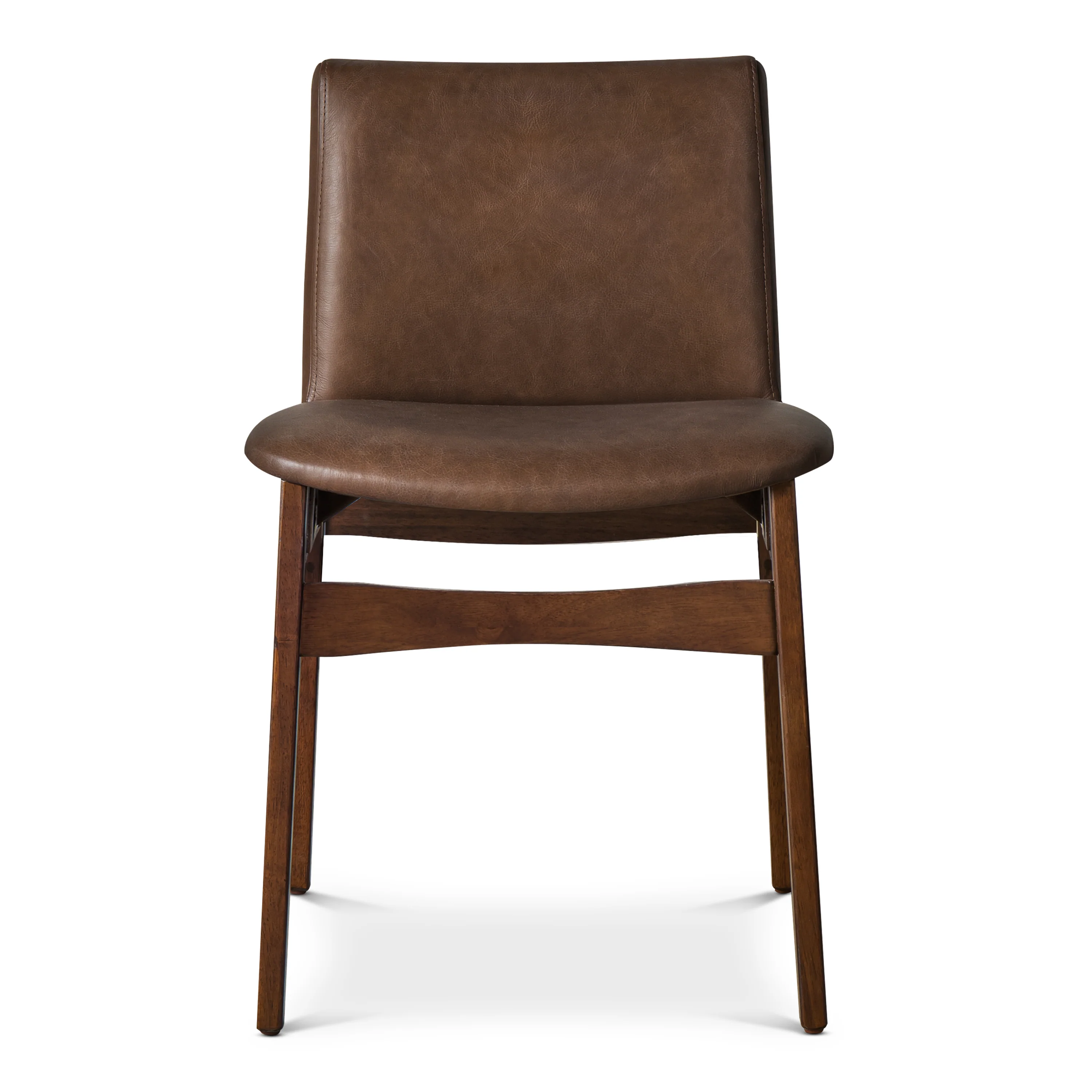 Oliva Leather Dining Chair | Brown/Walnut - Image 3