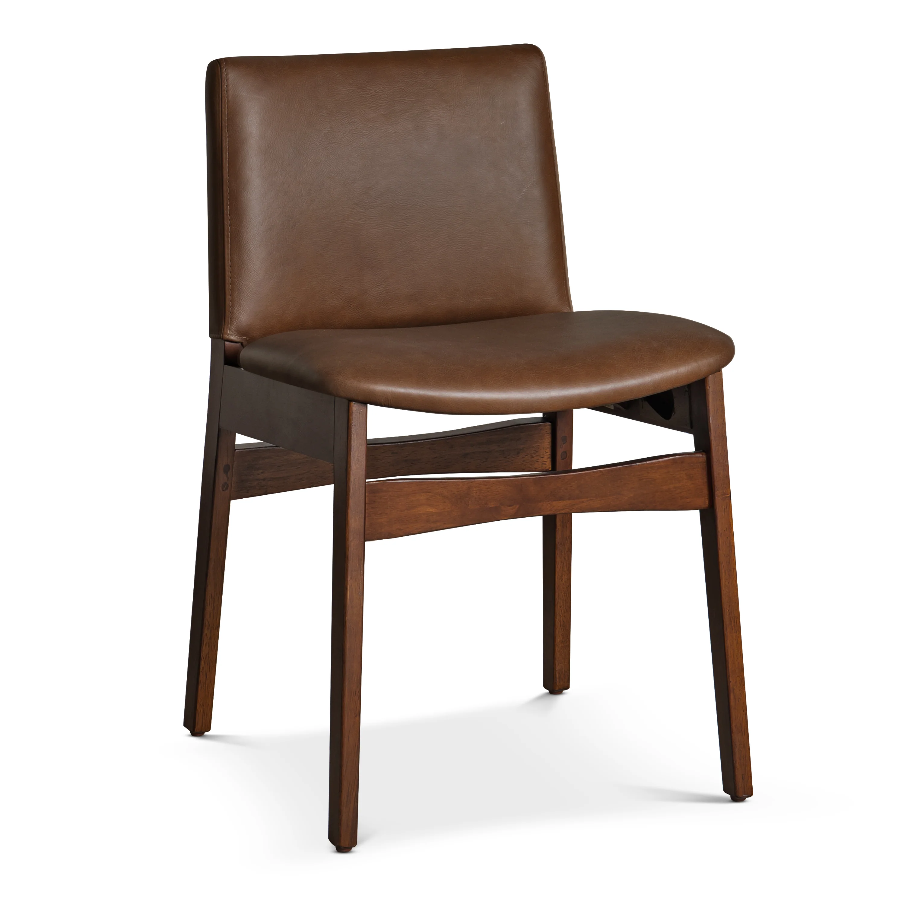 Oliva Leather Dining Chair | Brown/Walnut - Image 4