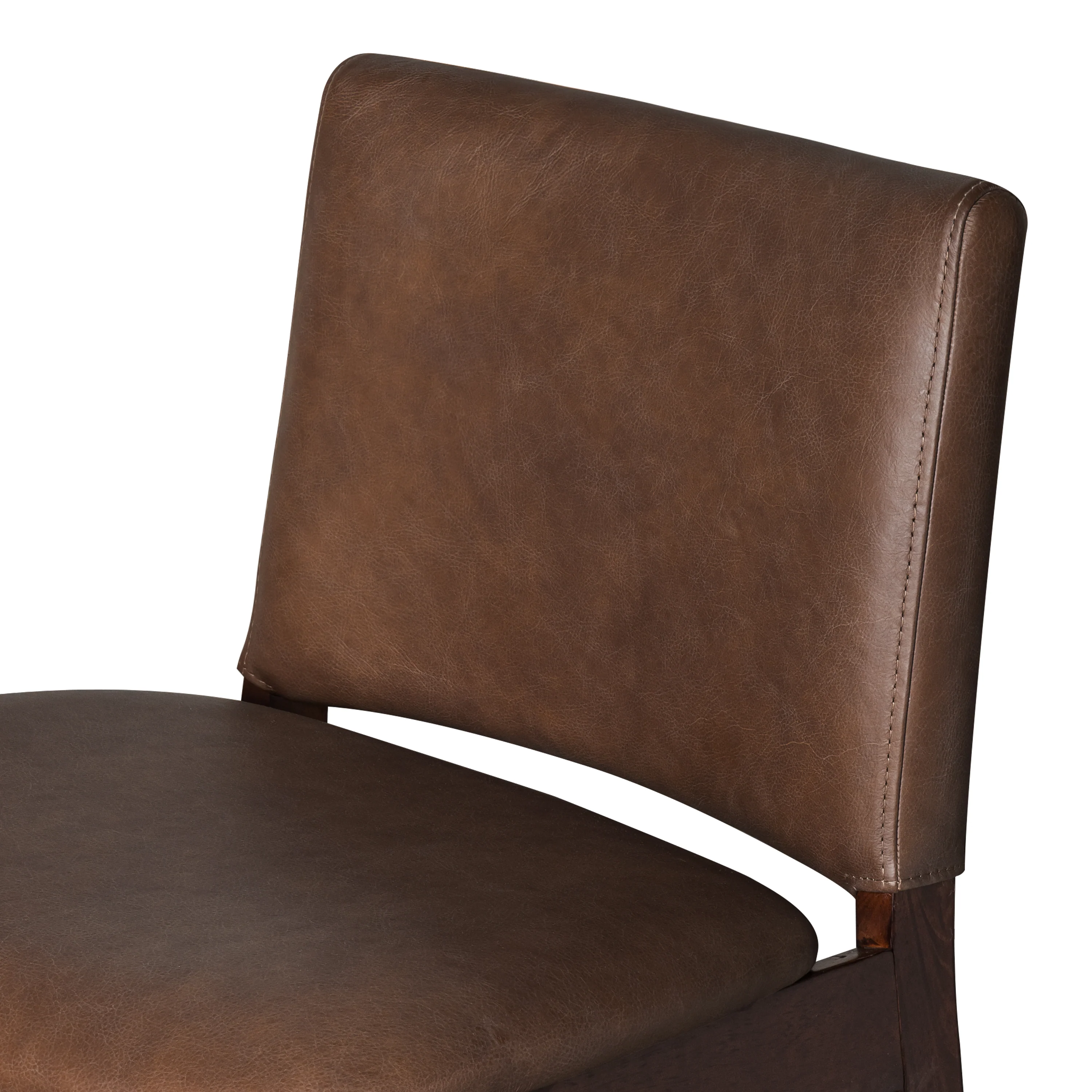 Oliva Leather Dining Chair | Brown/Walnut - Image 9