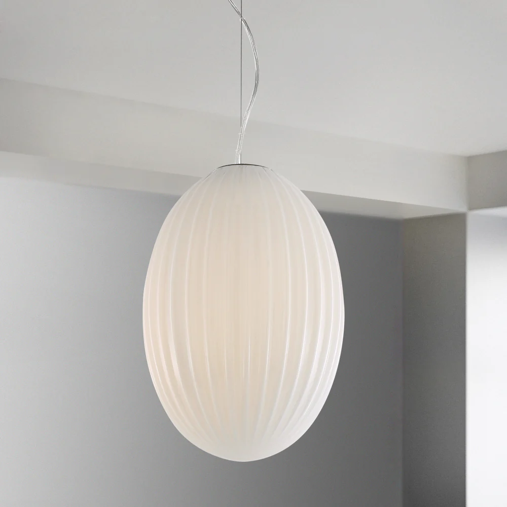 Opal 12" Glass Pendant Light | Chrome/Opal - Image 2