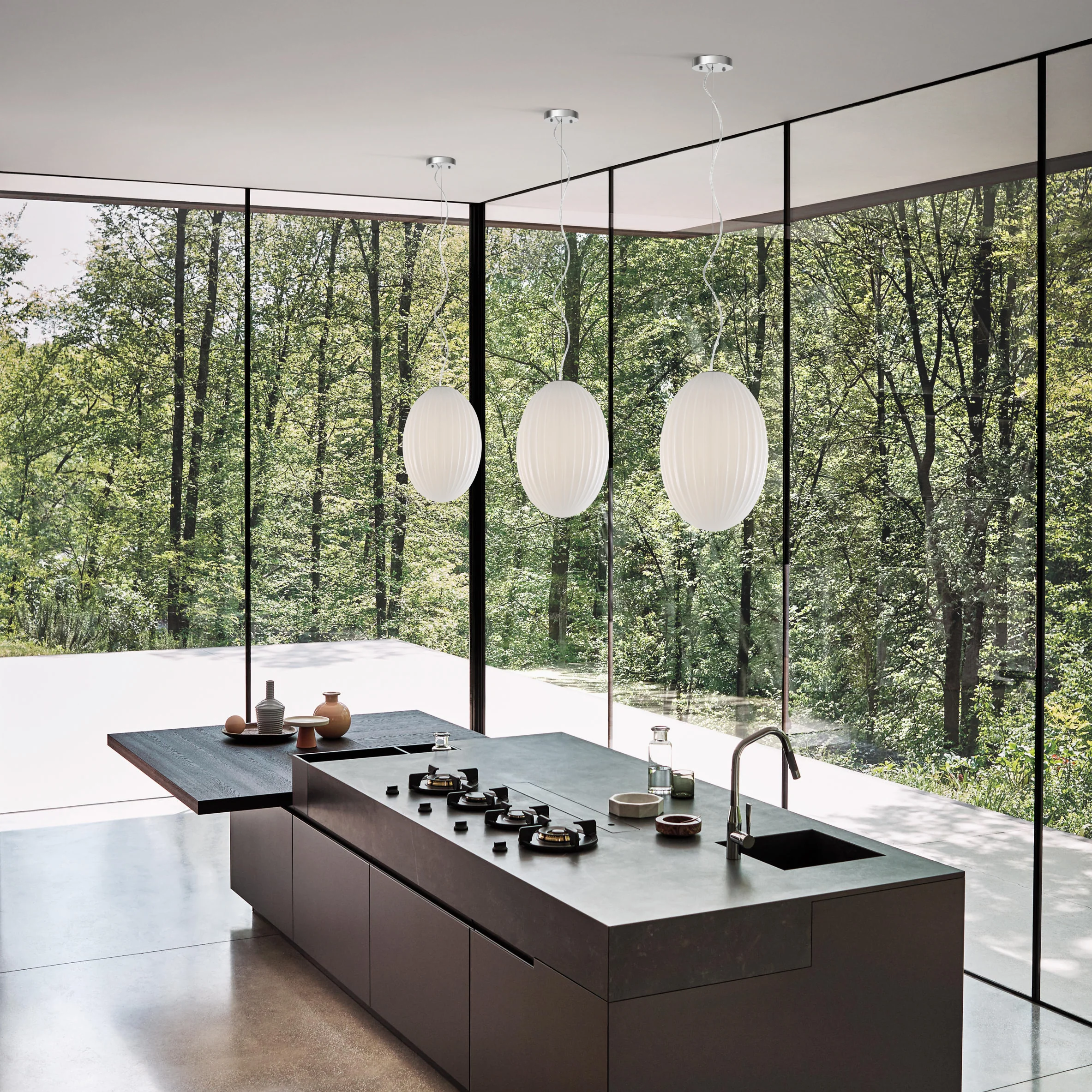 Opal 12" Glass Pendant Light | Chrome/Opal - Image 4