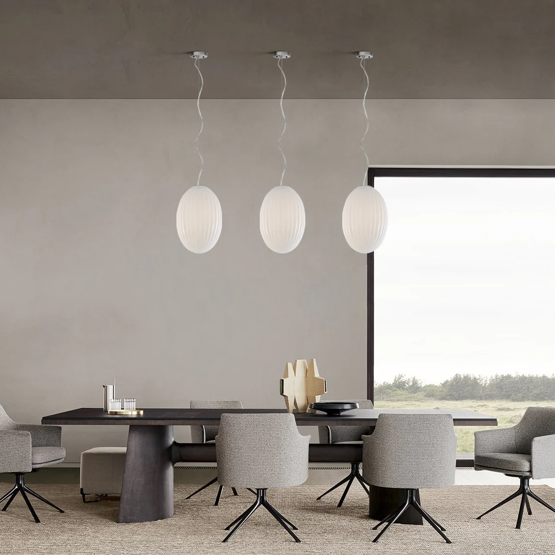 Opal 12" Glass Pendant Light | Chrome/Opal - Image 5