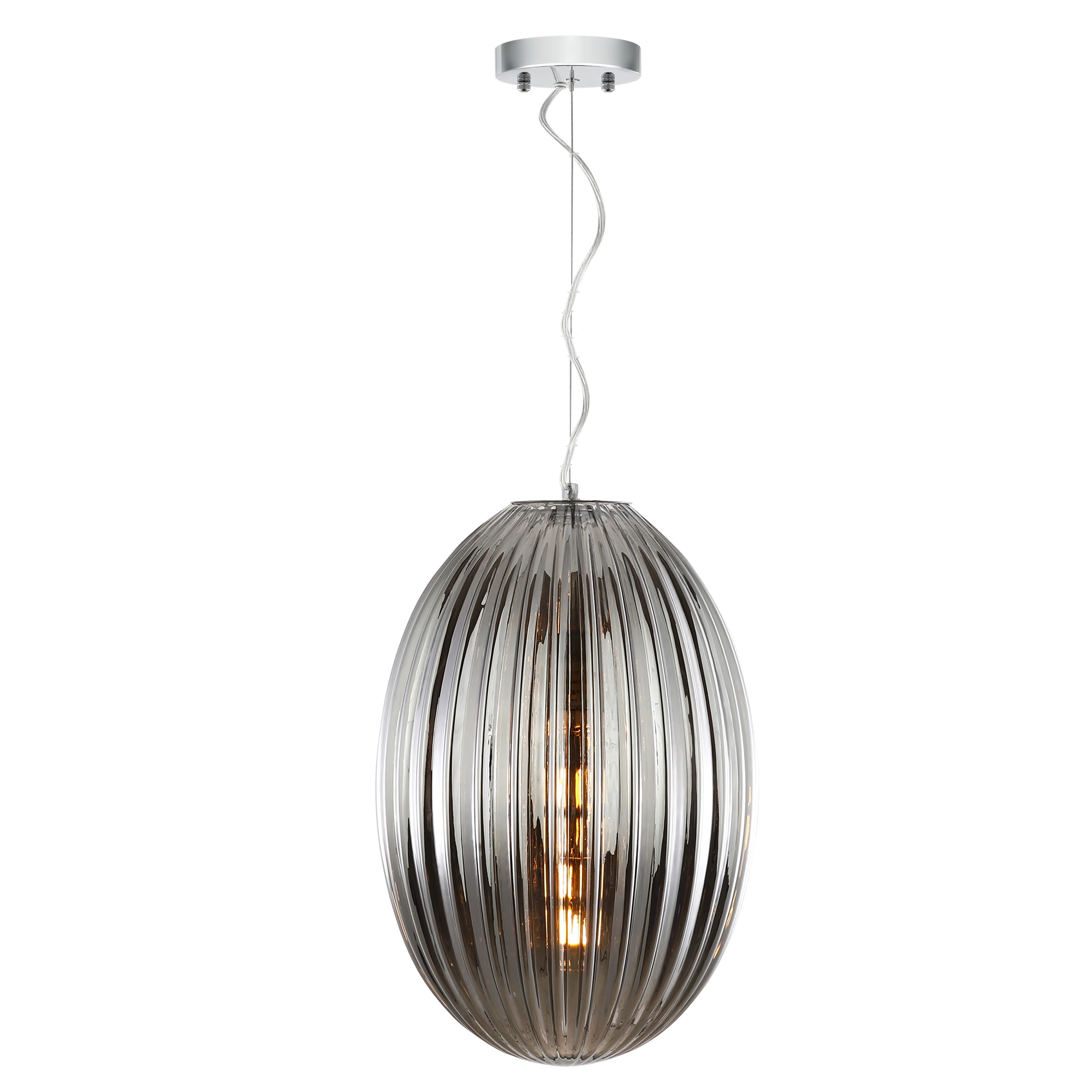 Opal 12" Glass Pendant Light | Chrome/Smokey - Image 12
