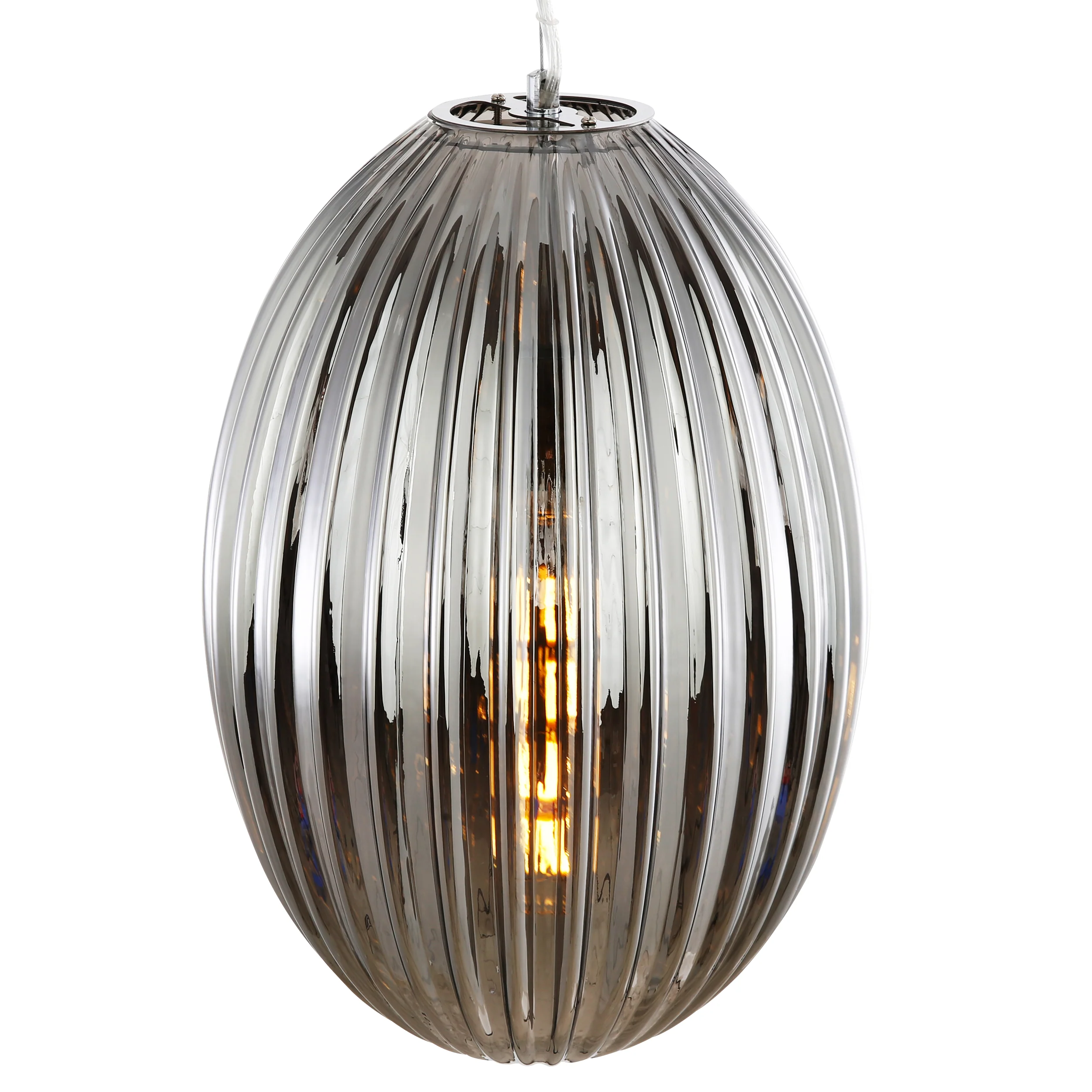 Opal 12" Glass Pendant Light | Chrome/Smokey - Image 15