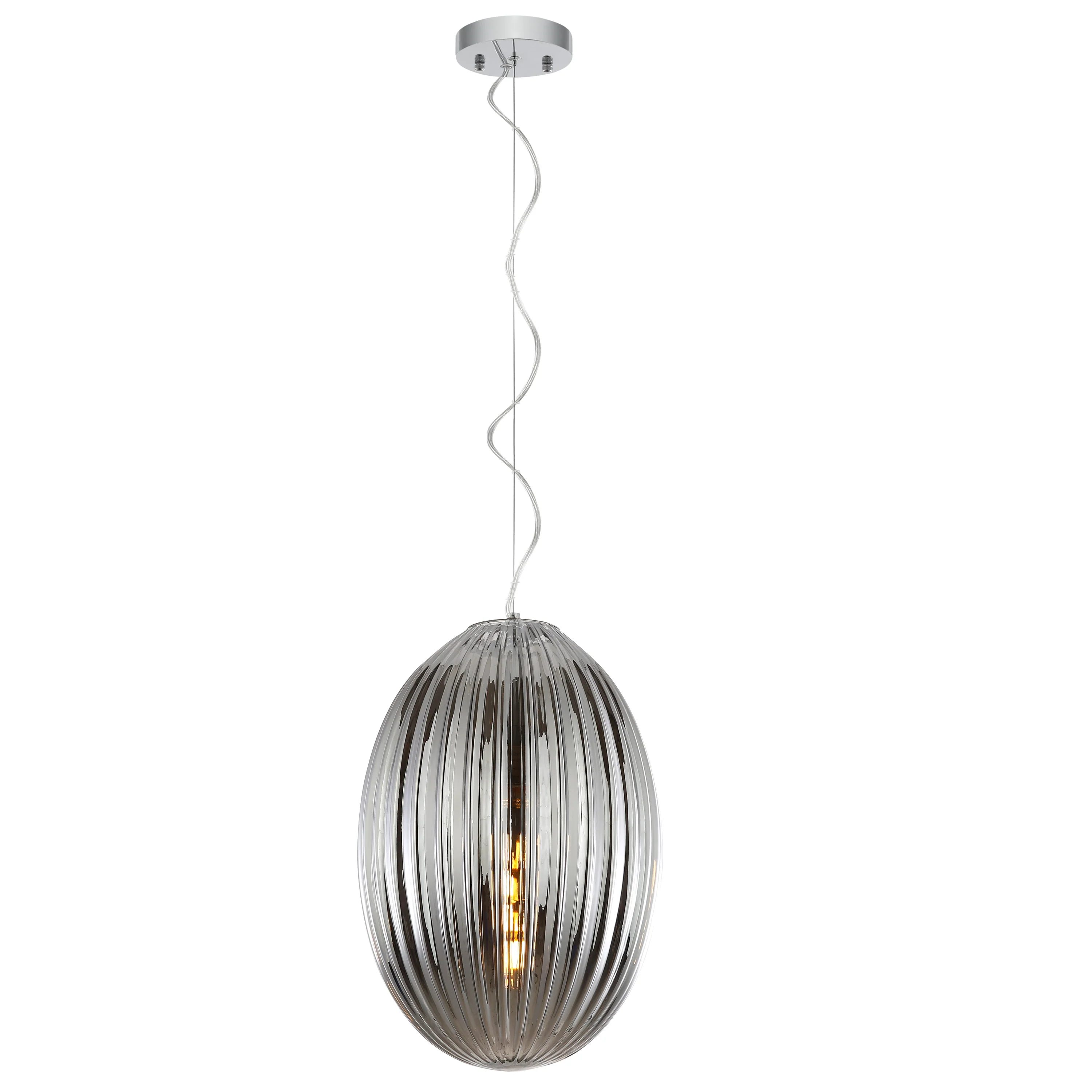 Opal 12" Glass Pendant Light | Chrome/Smokey - Image 8