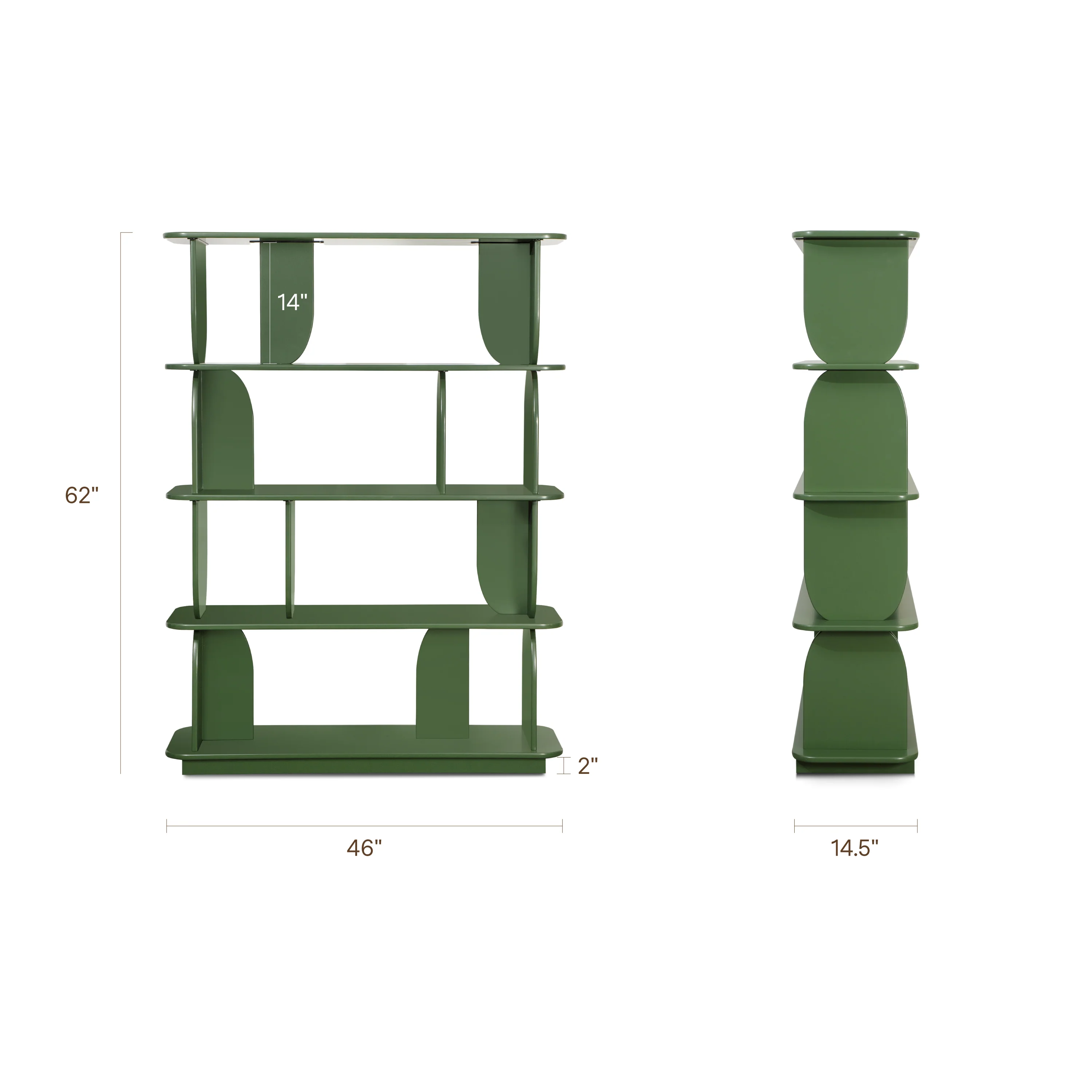 Padua 62" Bookshelf | Basil Green - Image 14