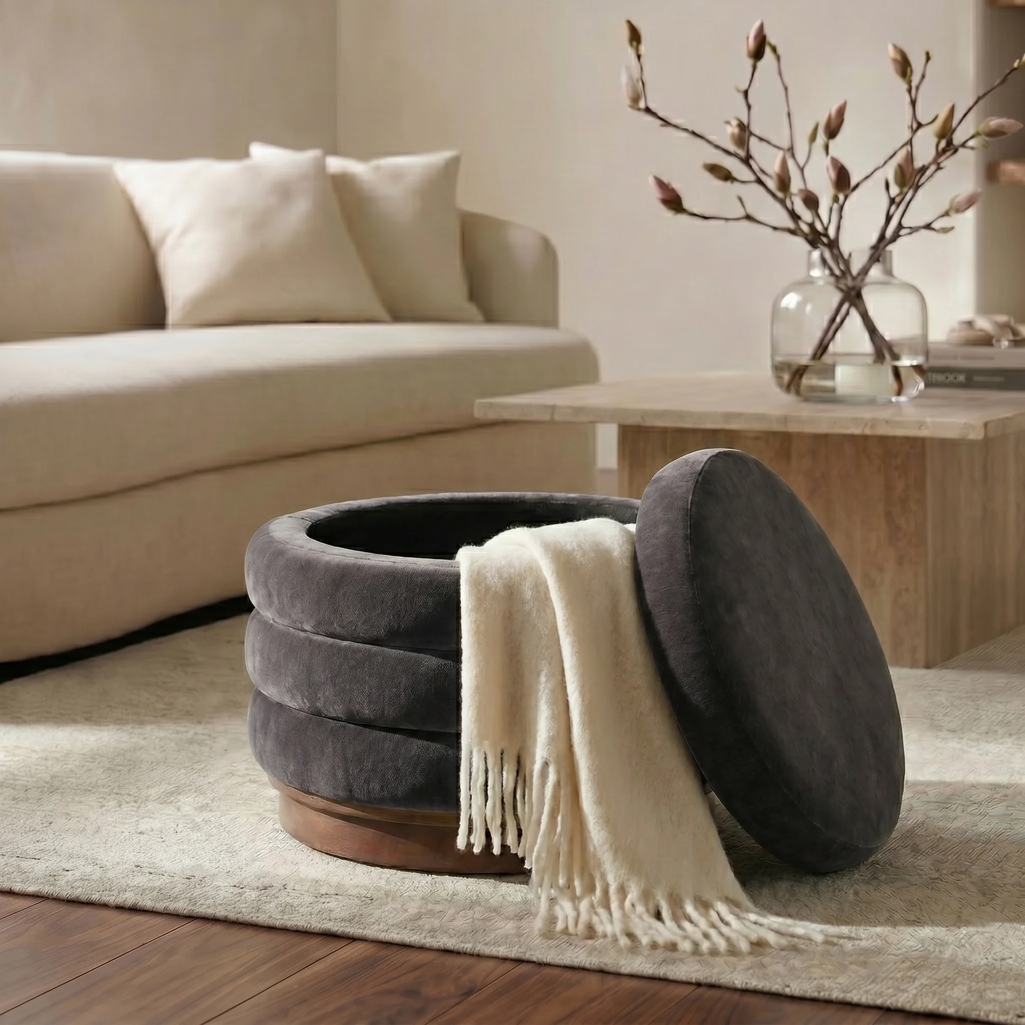 Paros Storage Ottoman | Ganache Brown - Image 4