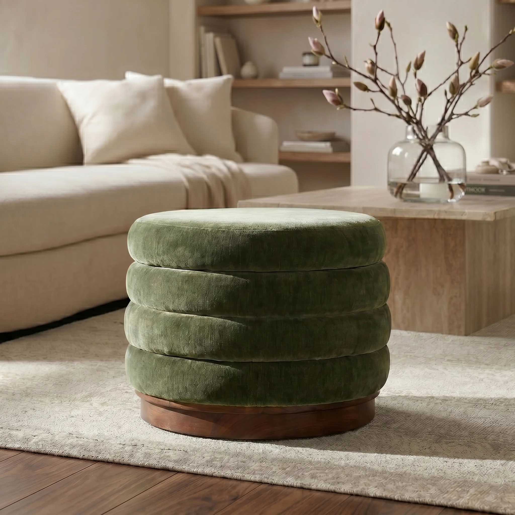 Paros Storage Ottoman | Sagano Green - Image 2