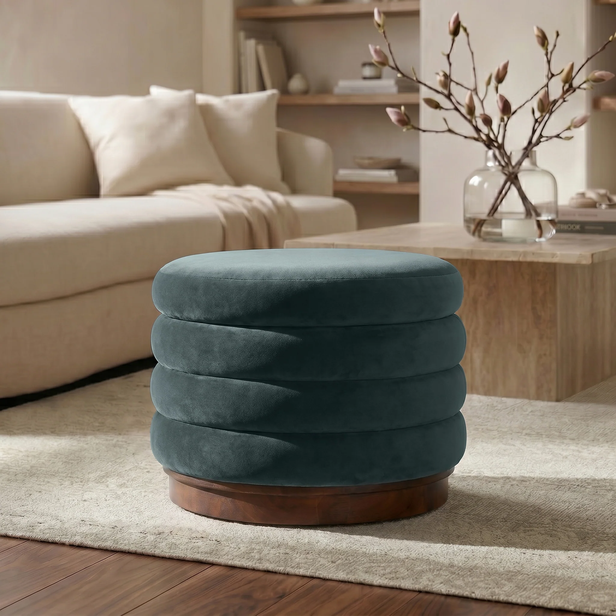 Paros Storage Ottoman | Shadow Teal - Image 2