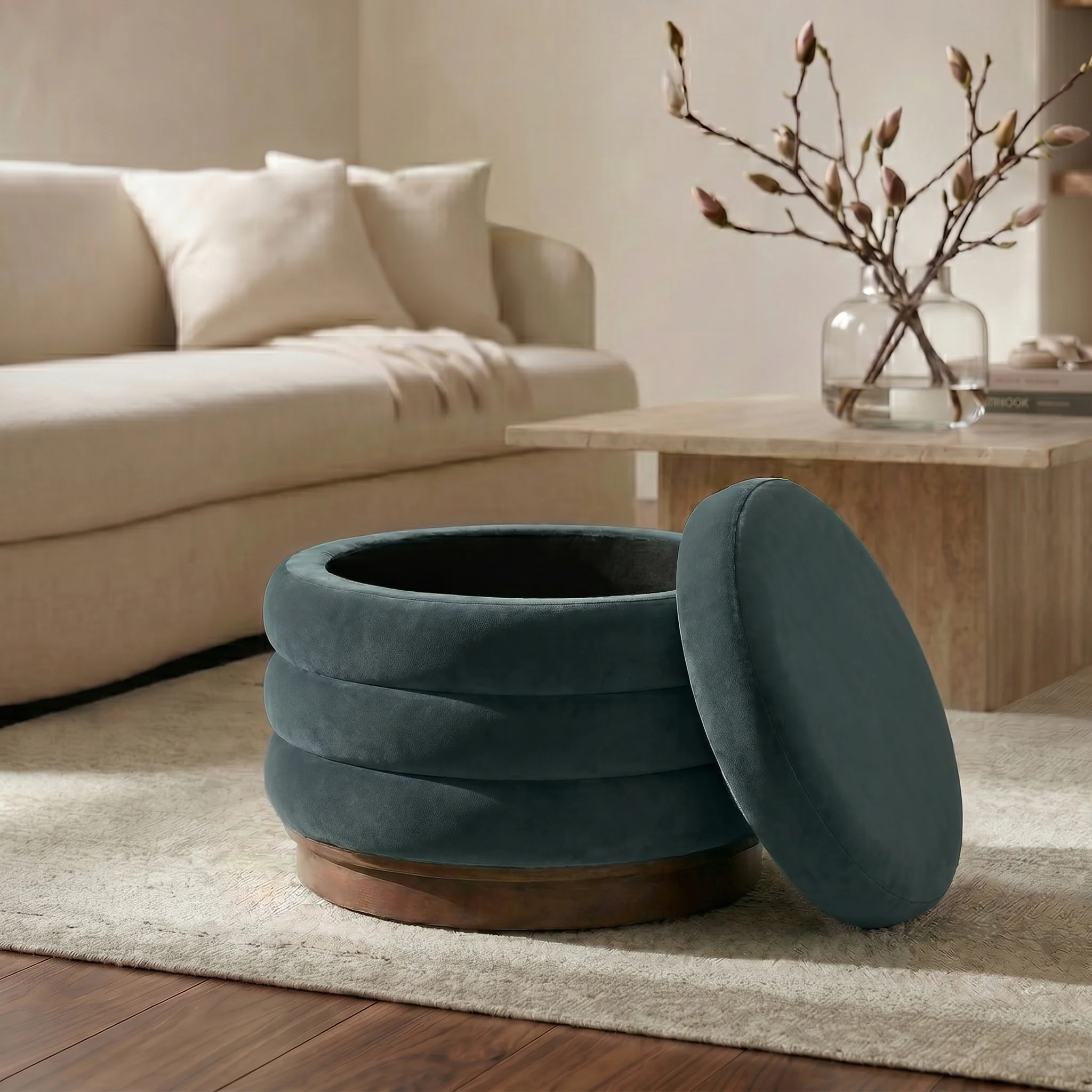 Paros Storage Ottoman | Shadow Teal - Image 3