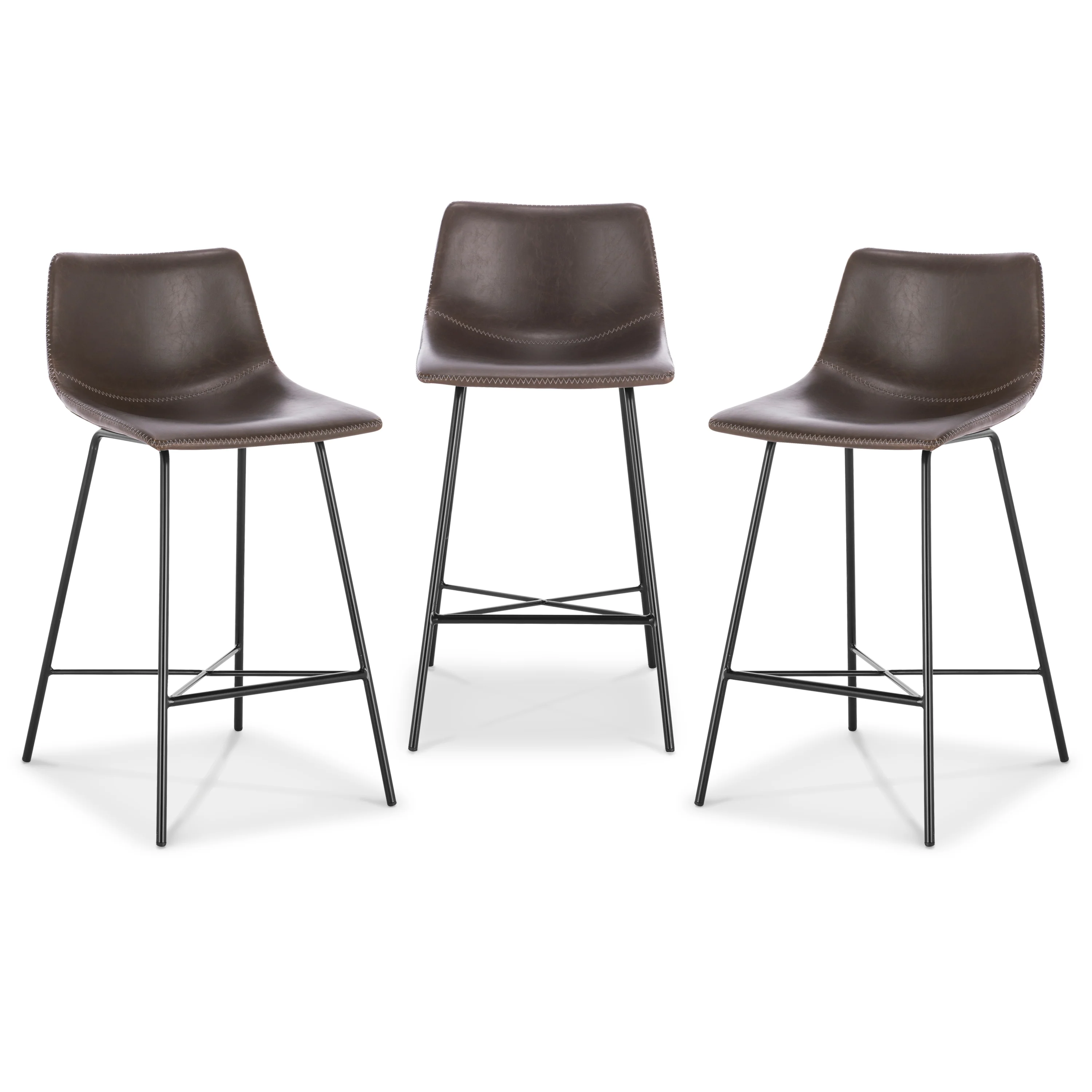 Paxton 24” Counter Height Stool | Brown | Set of 3 - Image 3