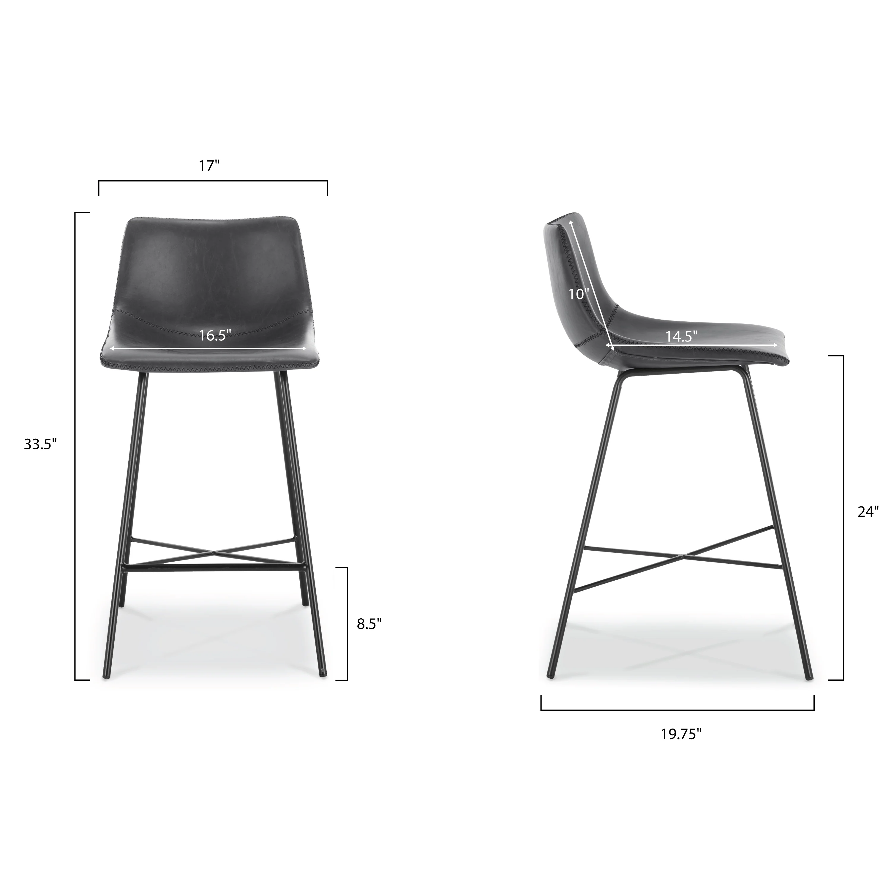 Paxton 24” Counter Height Stool | Grey | Set of 2 - Image 10