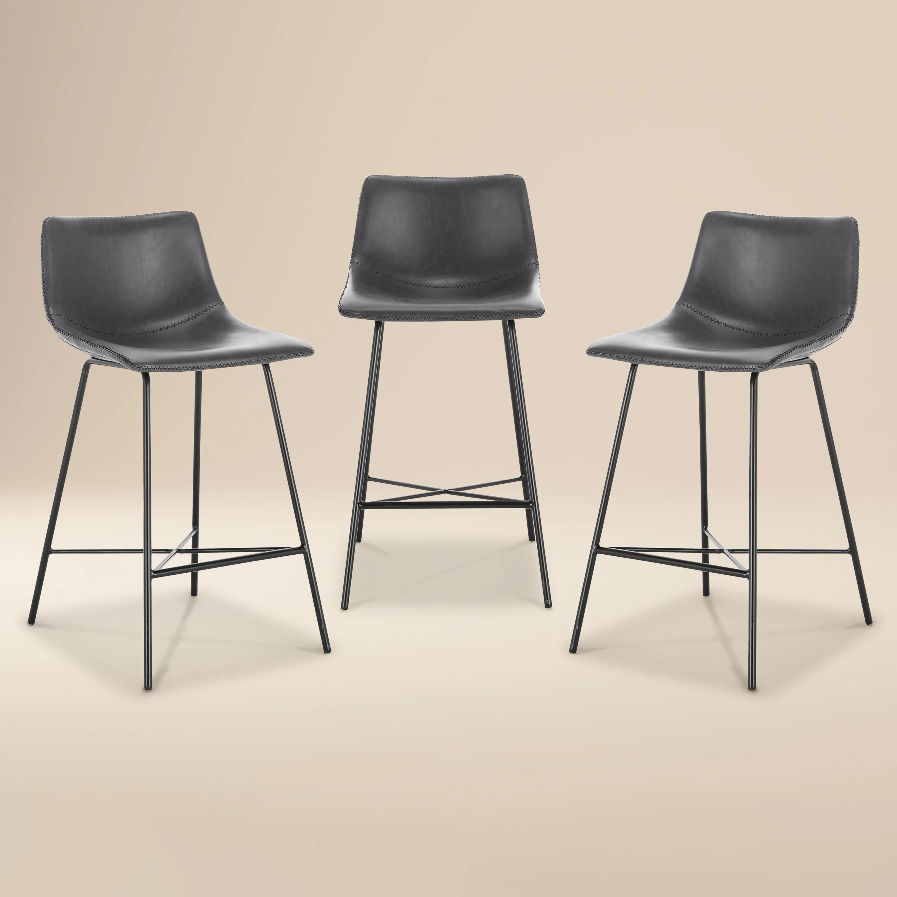 Paxton 24” Counter Height Stool | Grey | Set of 3