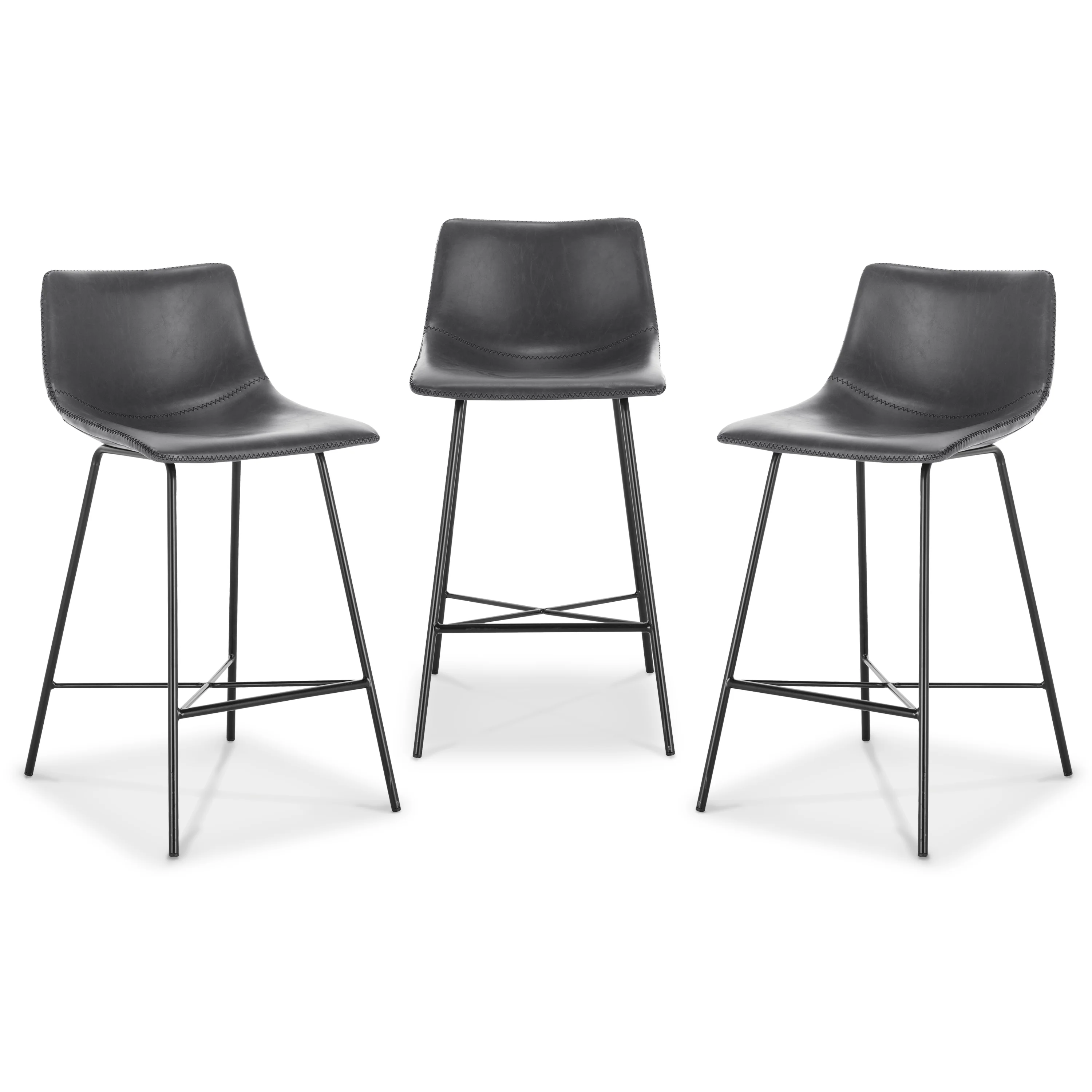 Paxton 24” Counter Height Stool | Grey | Set of 3 - Image 5