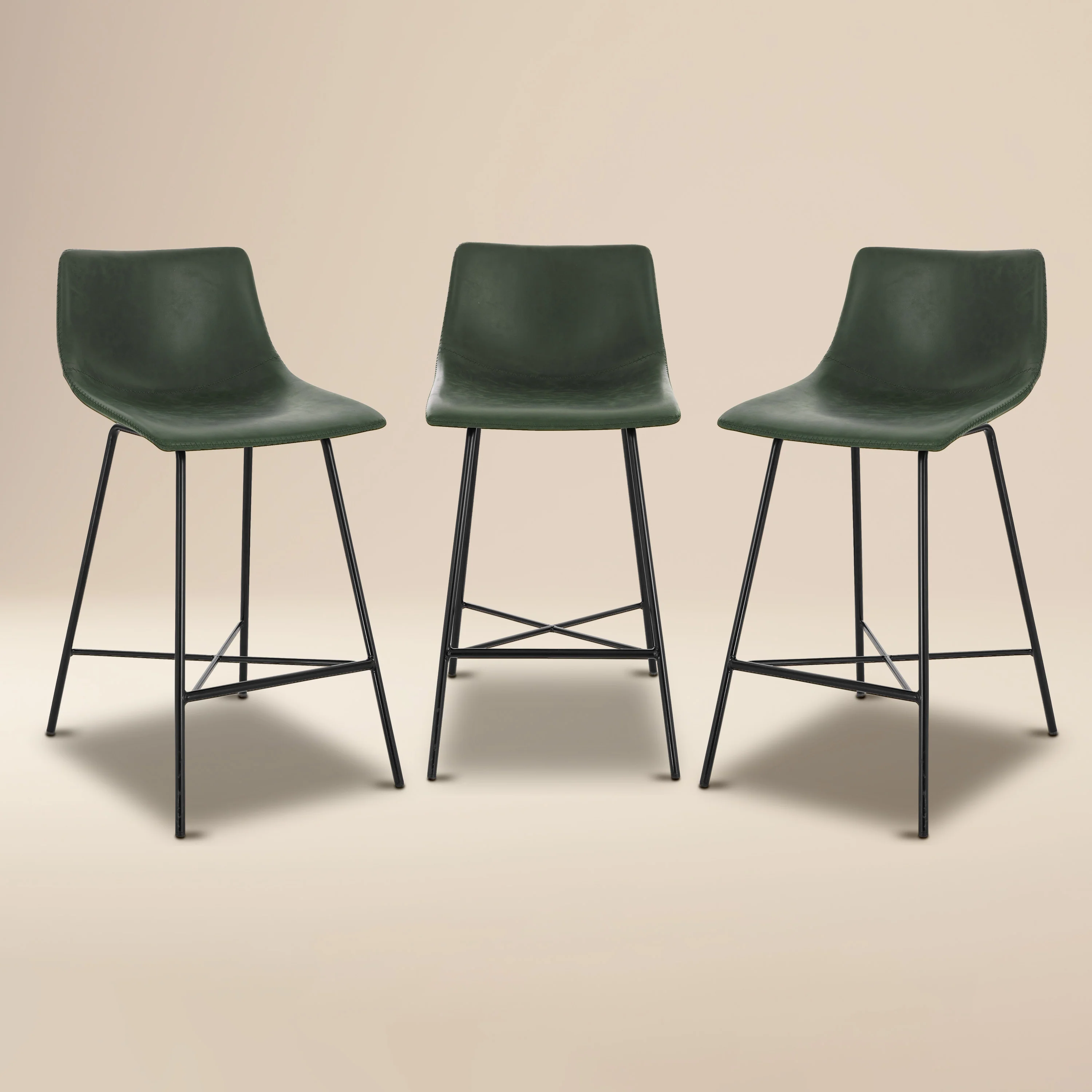 Paxton 24” Counter Height Stool | Ivy Green | Set of 3