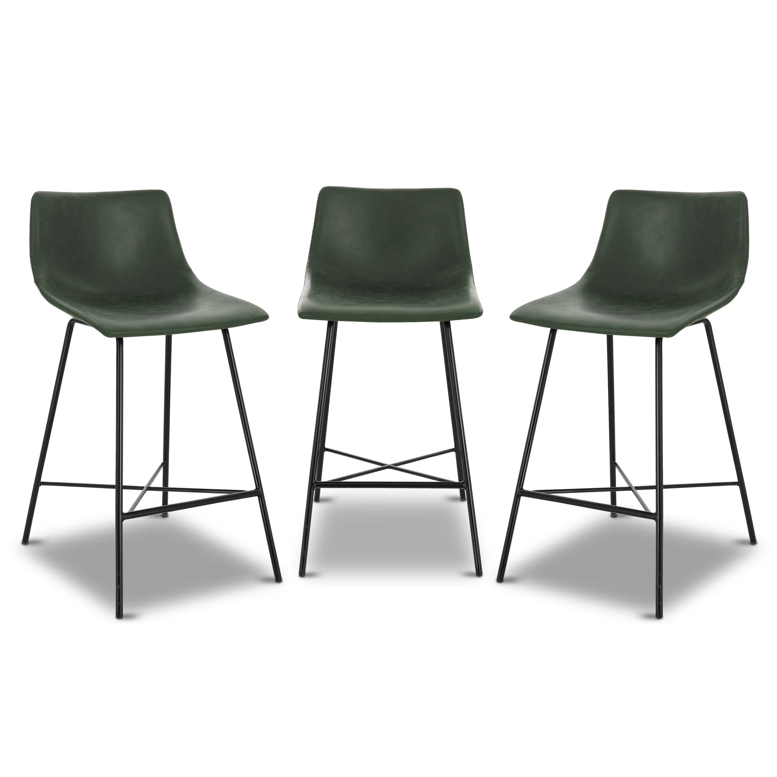 Paxton 24” Counter Height Stool | Ivy Green | Set of 3 - Image 3