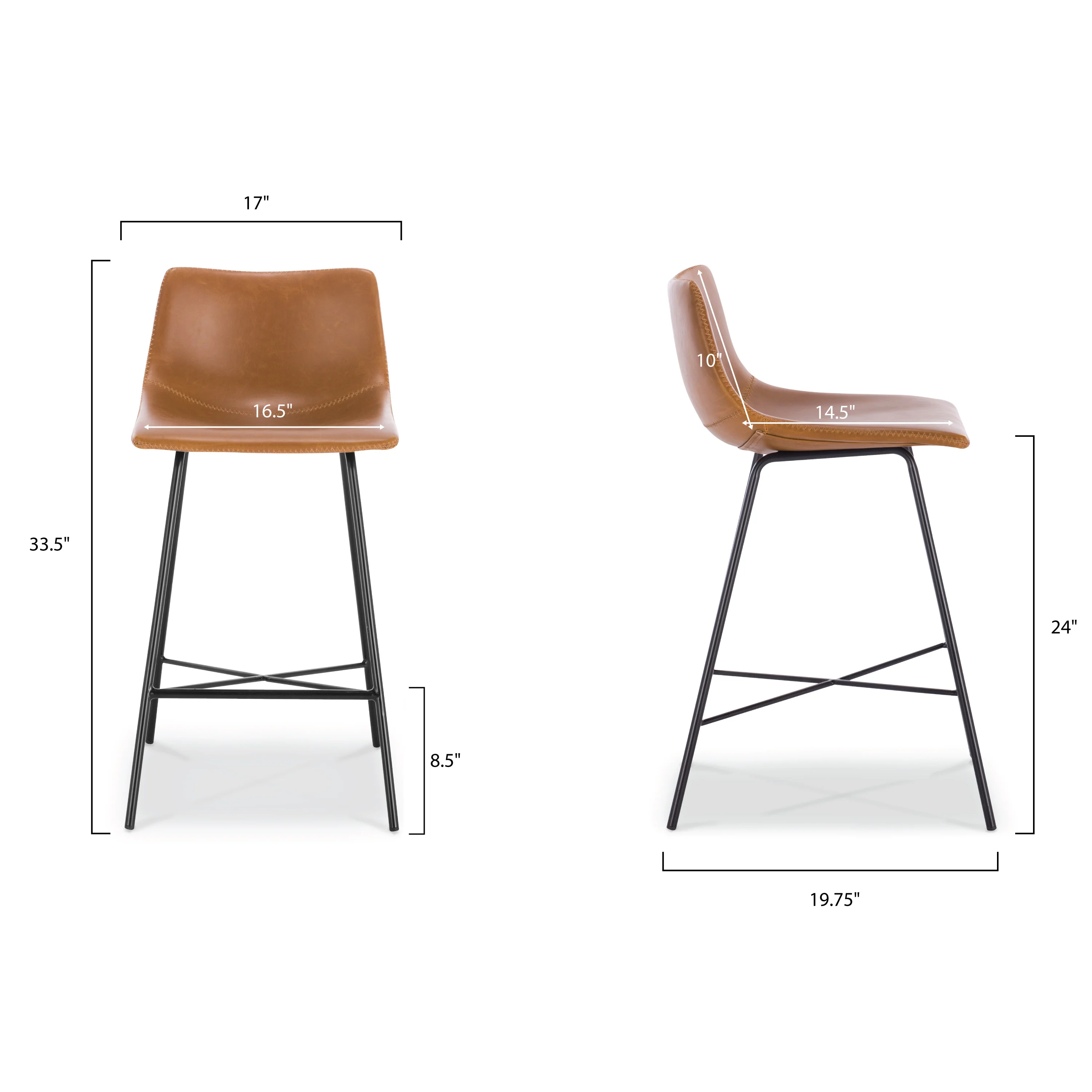 Paxton 24” Counter Height Stool | Tan | Set of 3 - Image 10