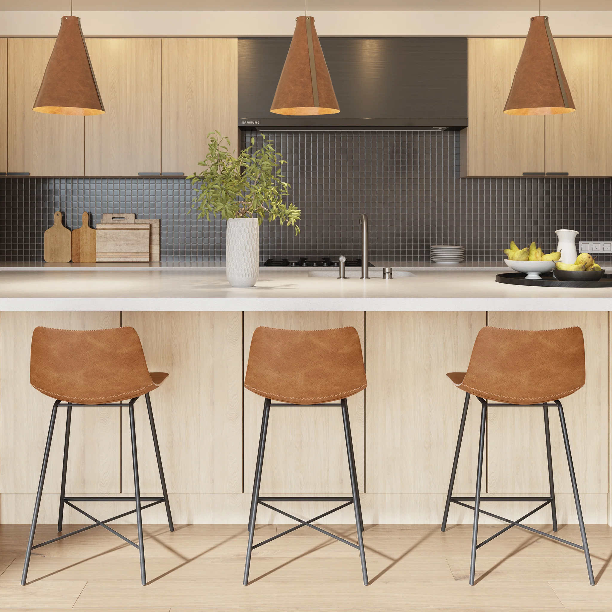 Paxton 24” Counter Height Stool | Tan | Set of 3 - Image 3