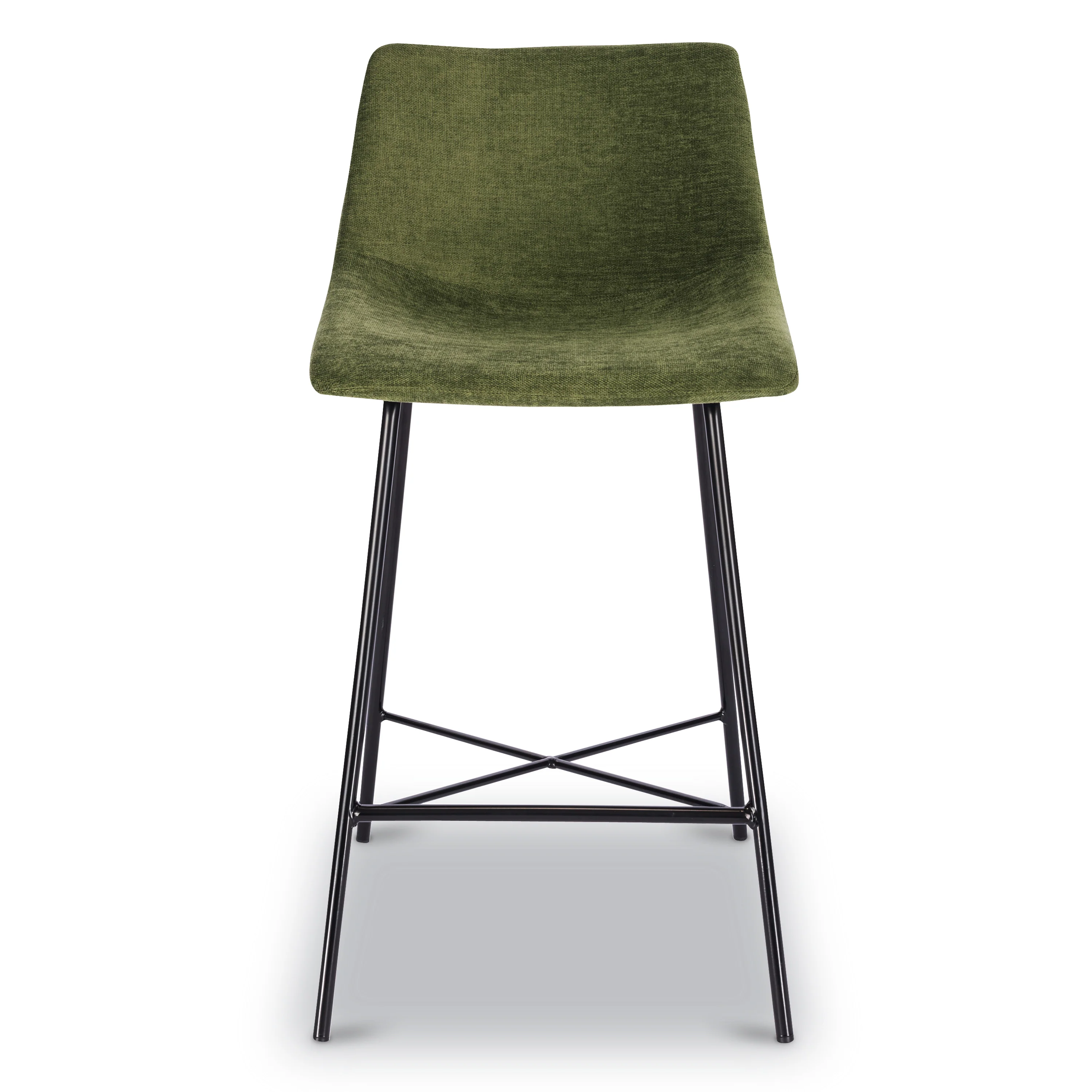 Paxton 24” Velvet Counter Stool | Distressed Green Velvet | Set of 3 - Image 2