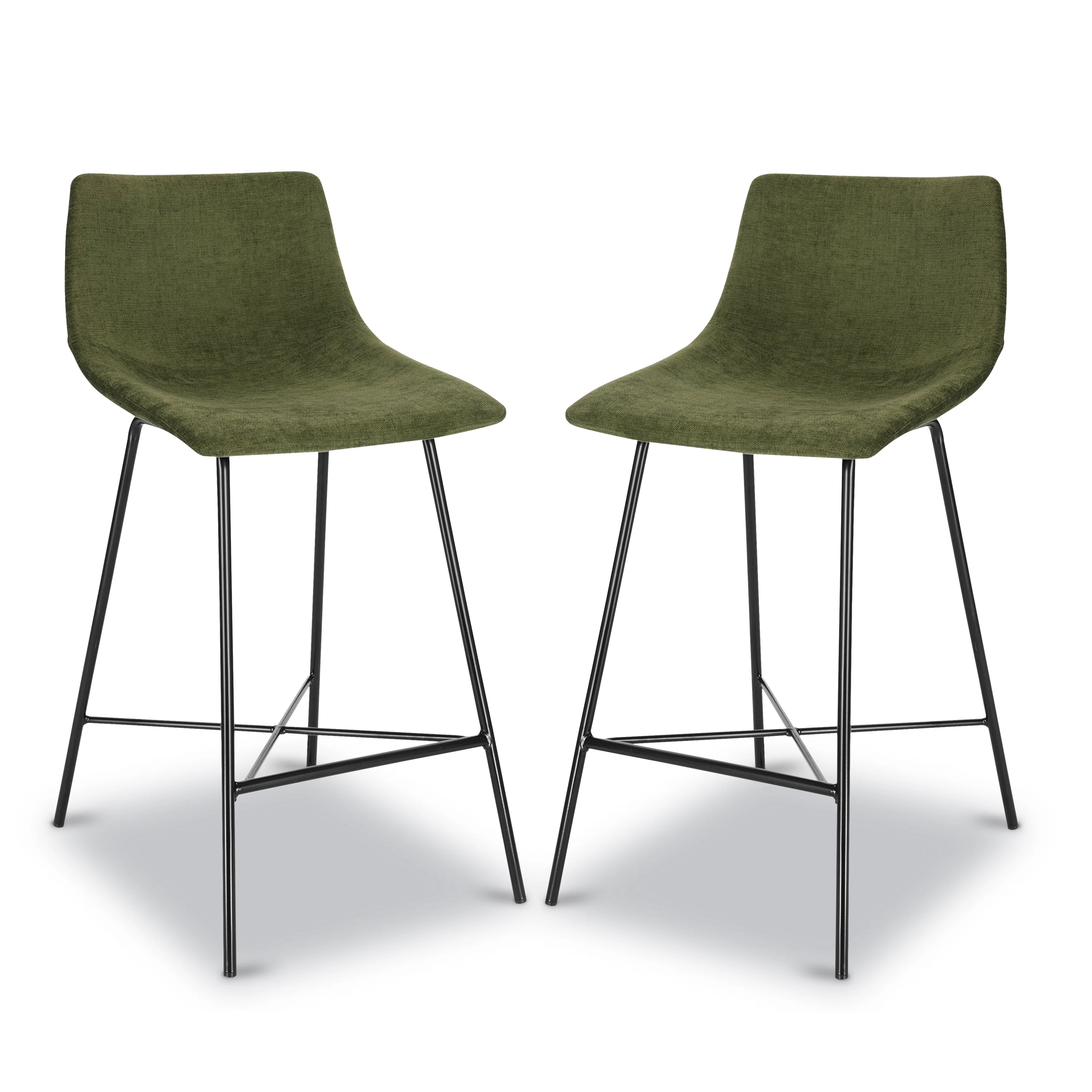 Paxton 24” Velvet Counter Stool | Distressed Green Velvet | Set of 3 - Image 4