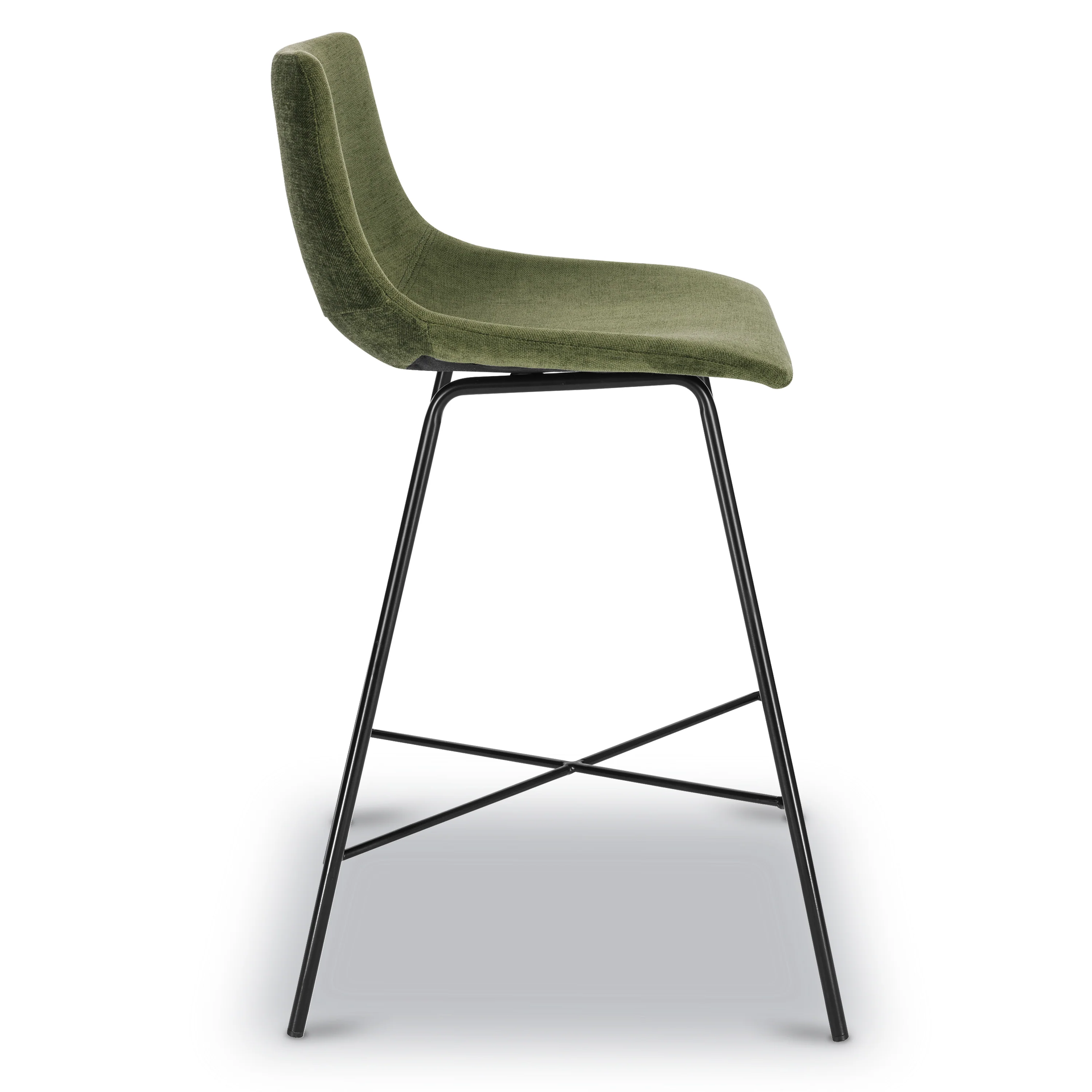 Paxton 24” Velvet Counter Stool | Distressed Green Velvet | Set of 3 - Image 7
