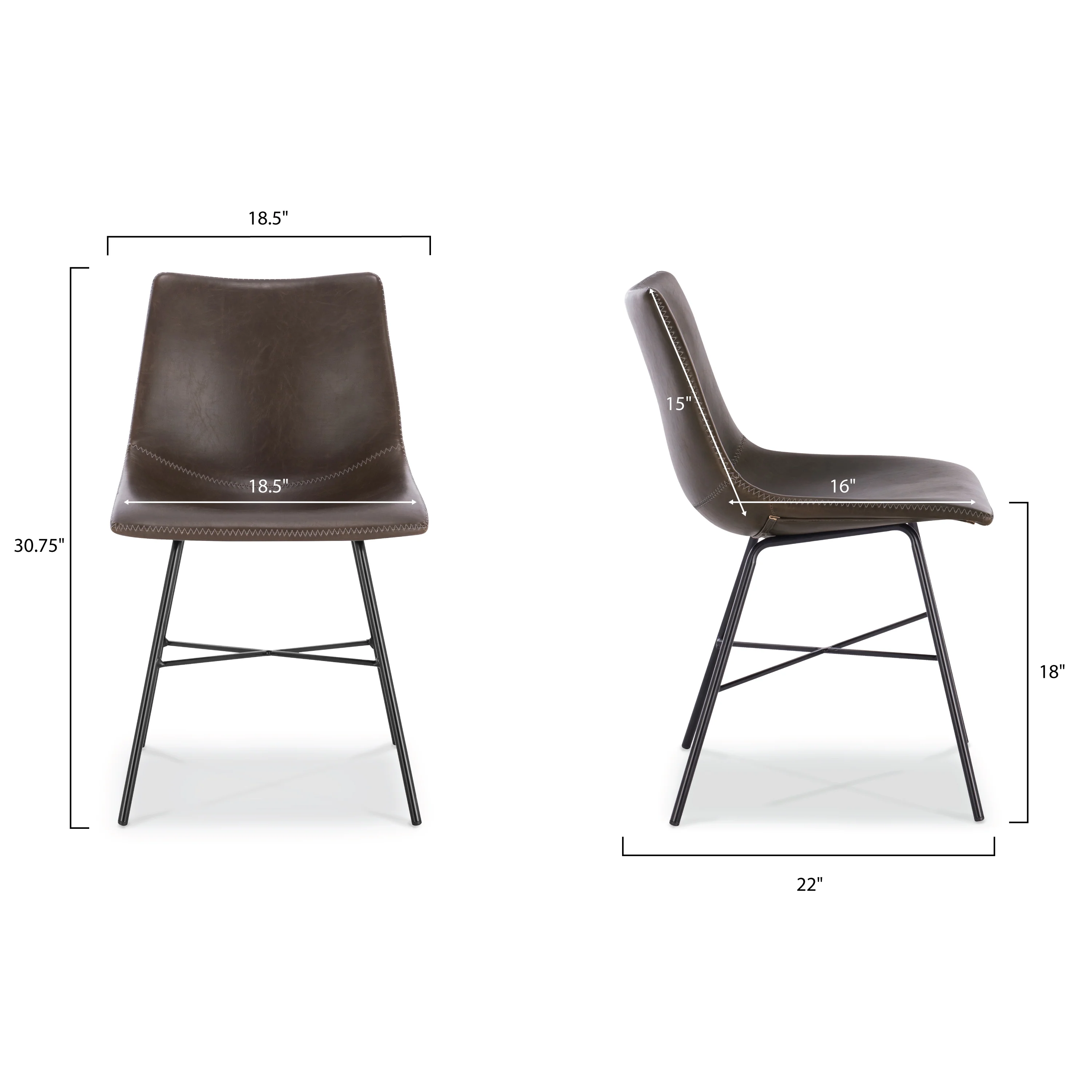 Paxton Dining Chair | Brown | Set of 2 - Image 11