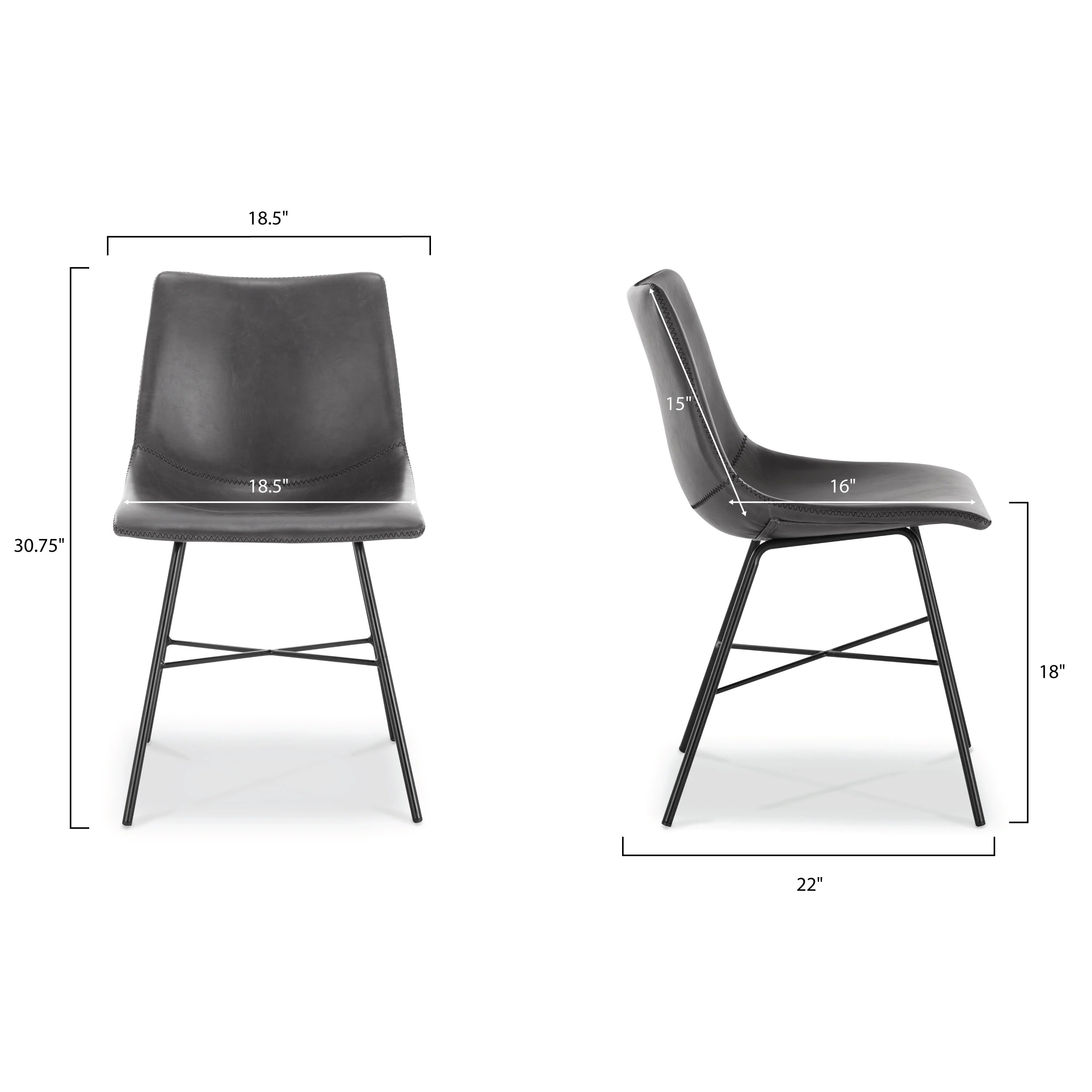 Paxton Dining Chair | Grey | Set of 2 - Image 9