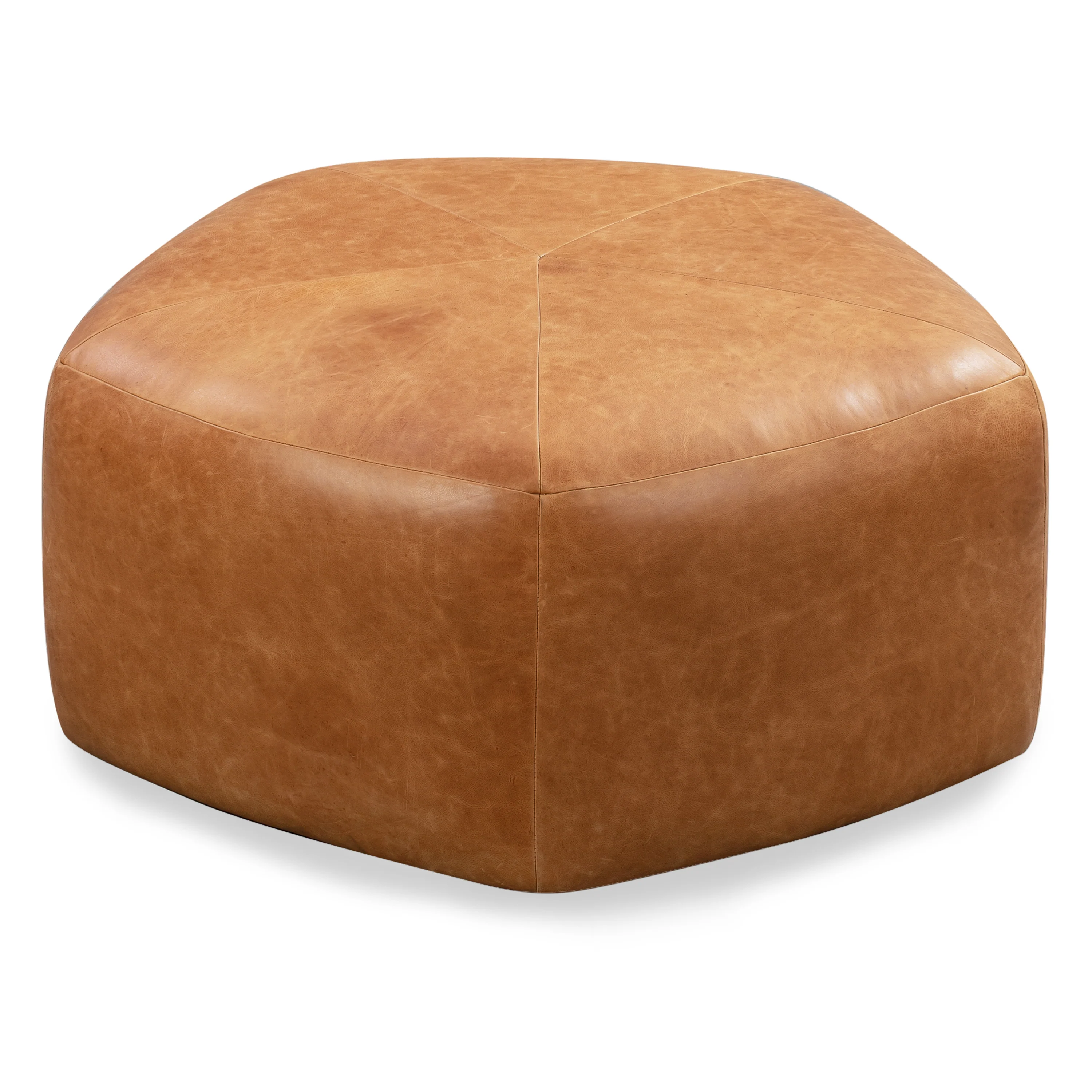Porto Leather Ottoman | Cognac Tan - Image 4