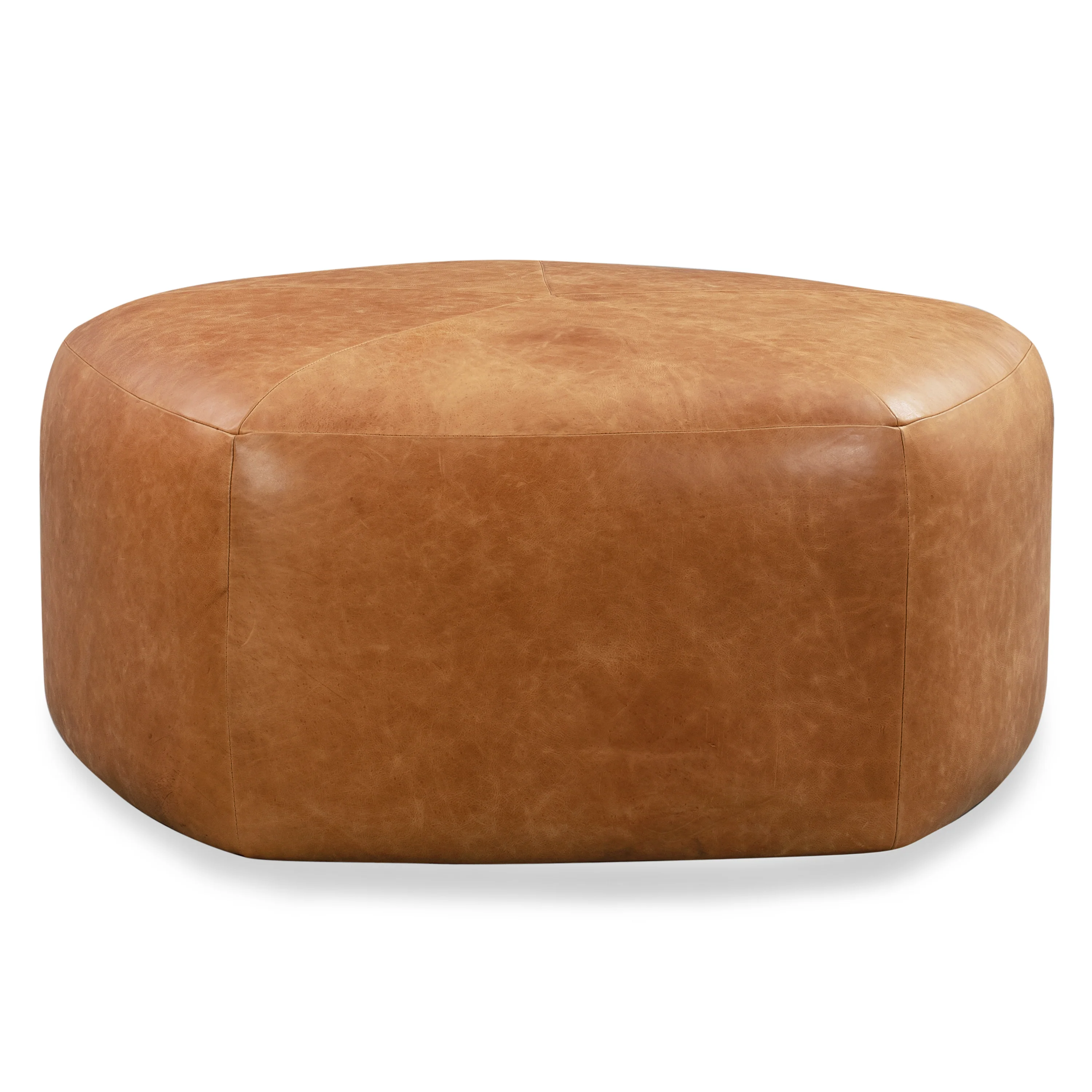 Porto Leather Ottoman | Cognac Tan - Image 6