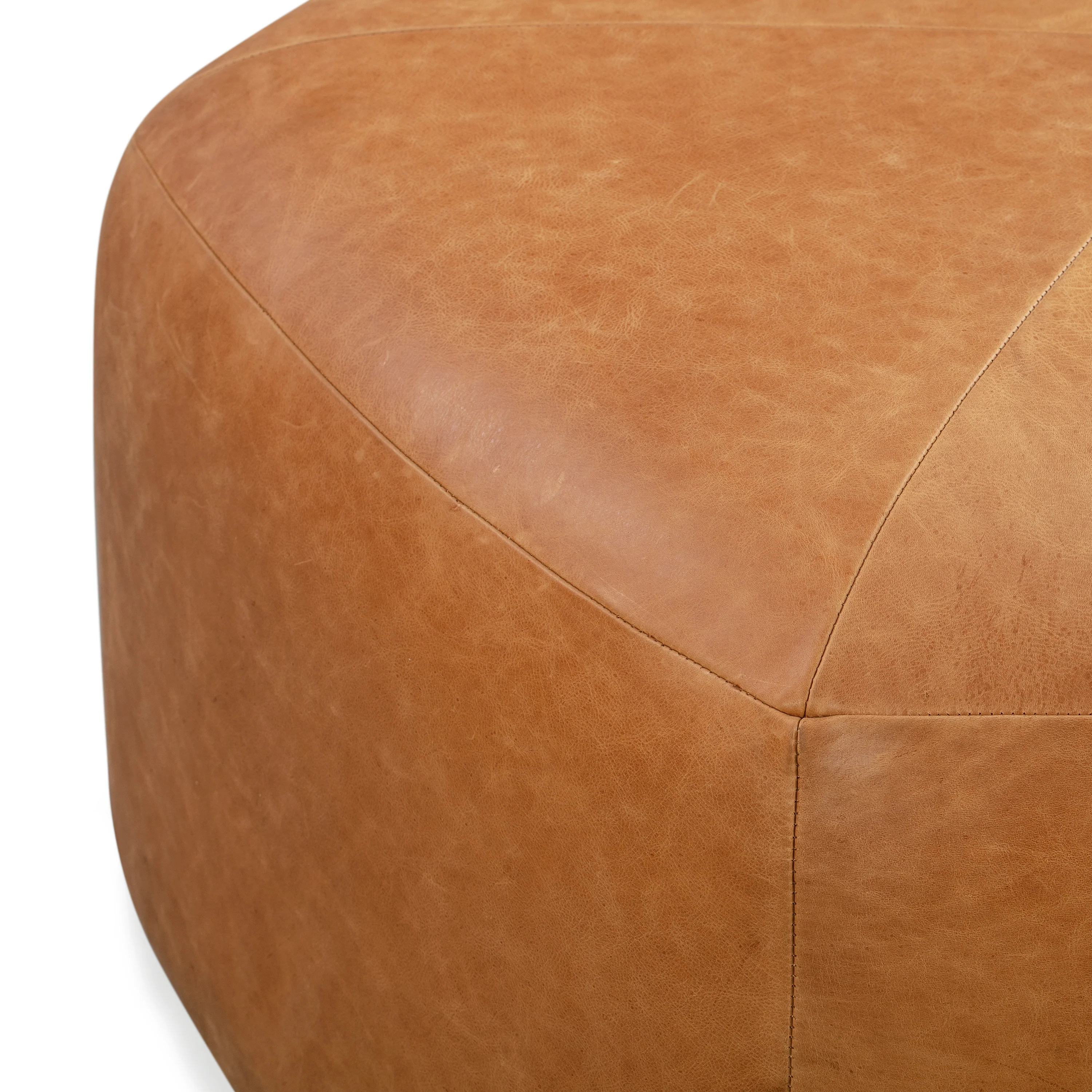 Porto Leather Ottoman | Cognac Tan - Image 8