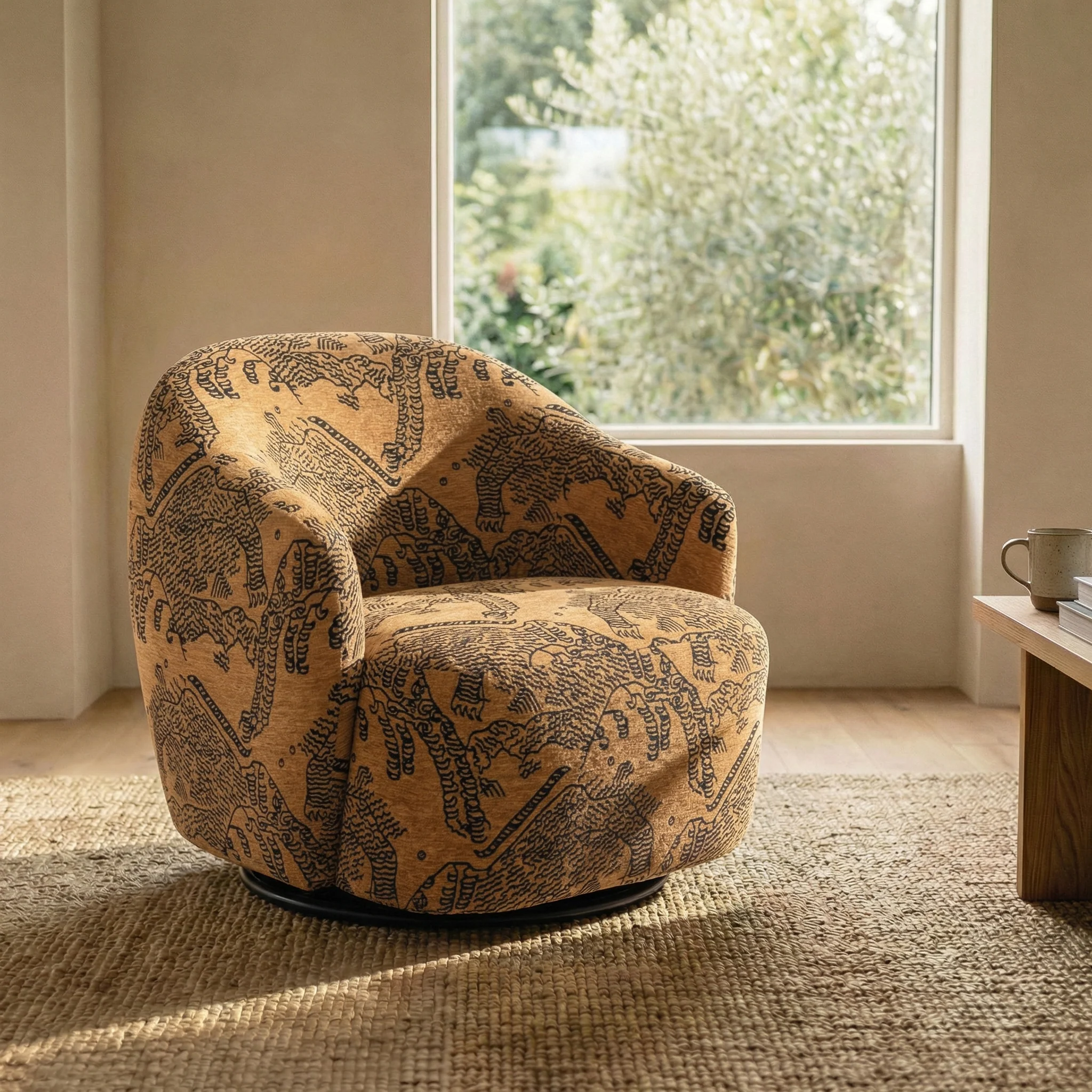 Petal Lounge Chair | Jacquard Brown - Image 2