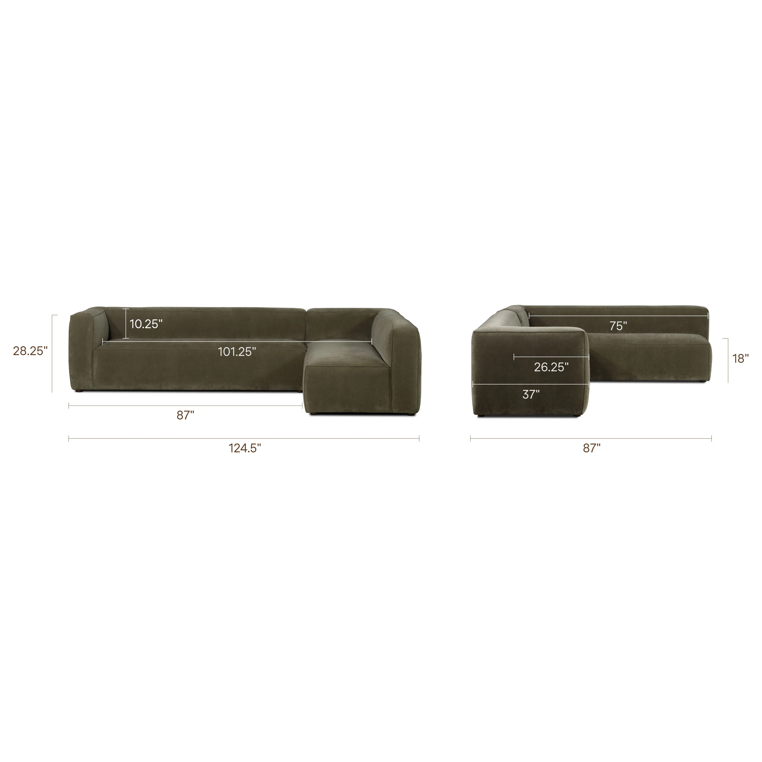 Piazza 124.5" L-Shaped Sectional | Lume Green - Image 23