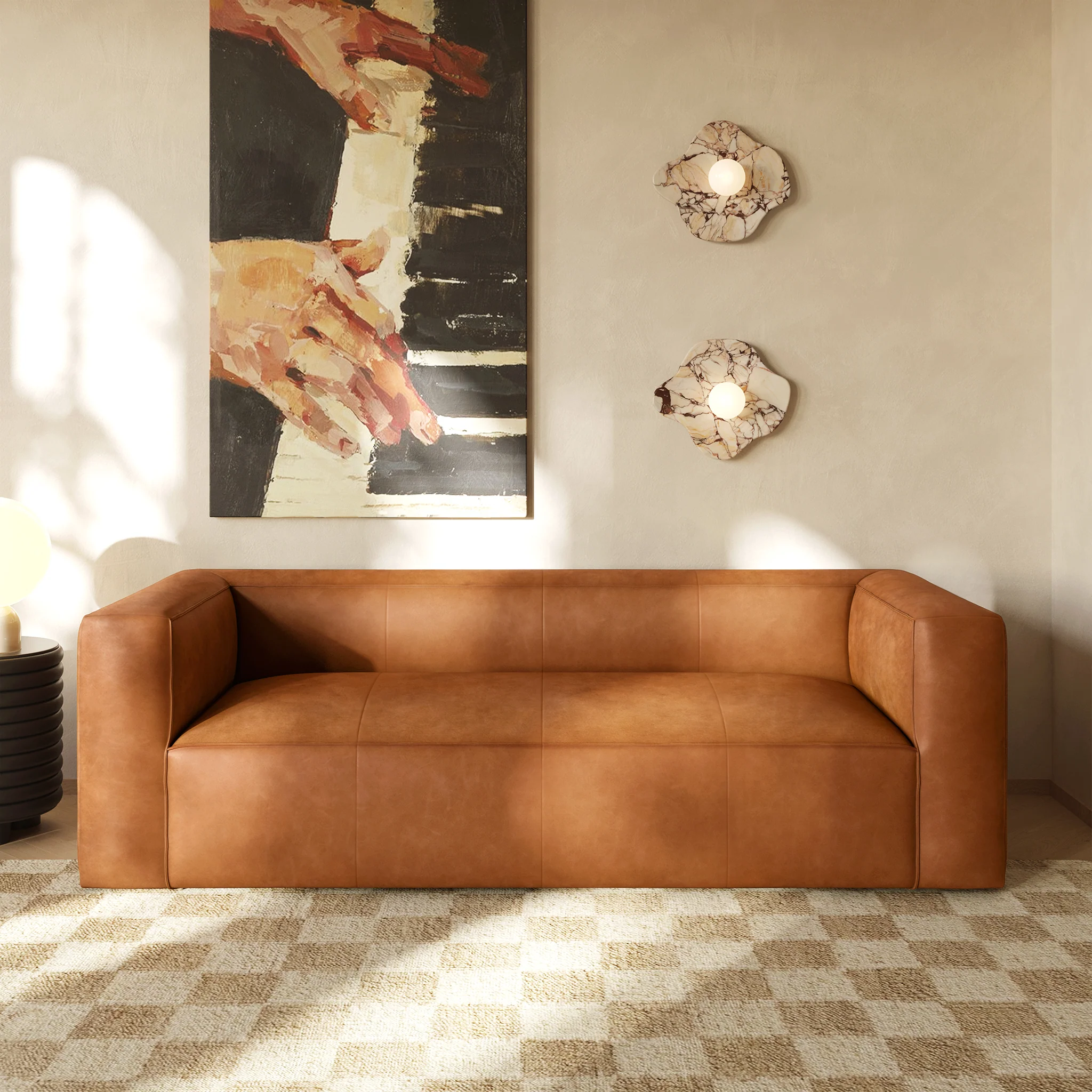 Piazza 95" Leather Sofa | Saddle Tan - Image 2