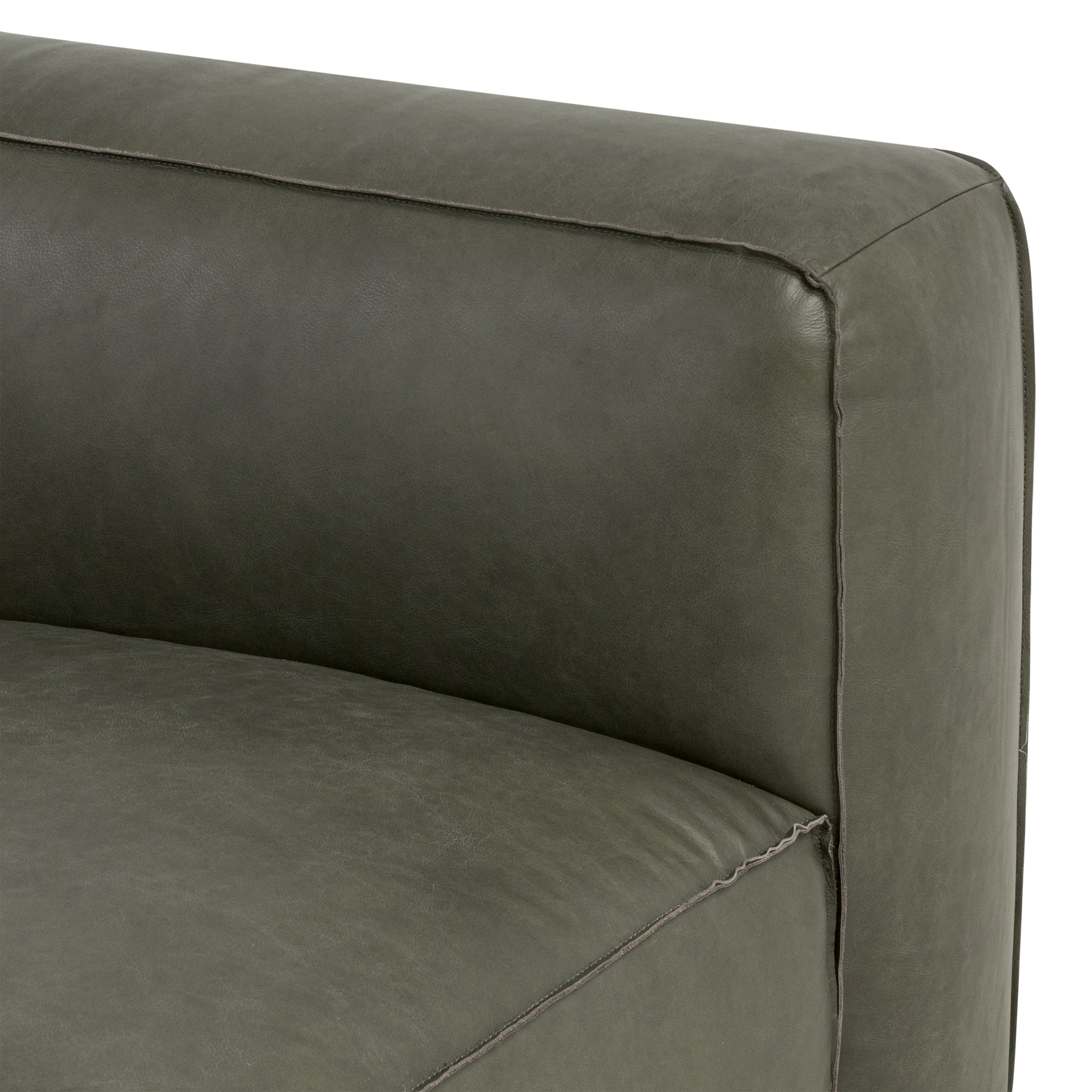 Piazza 123.5" Leather L-Shaped Corner Sectional Sofa | Olivine Green - Image 11