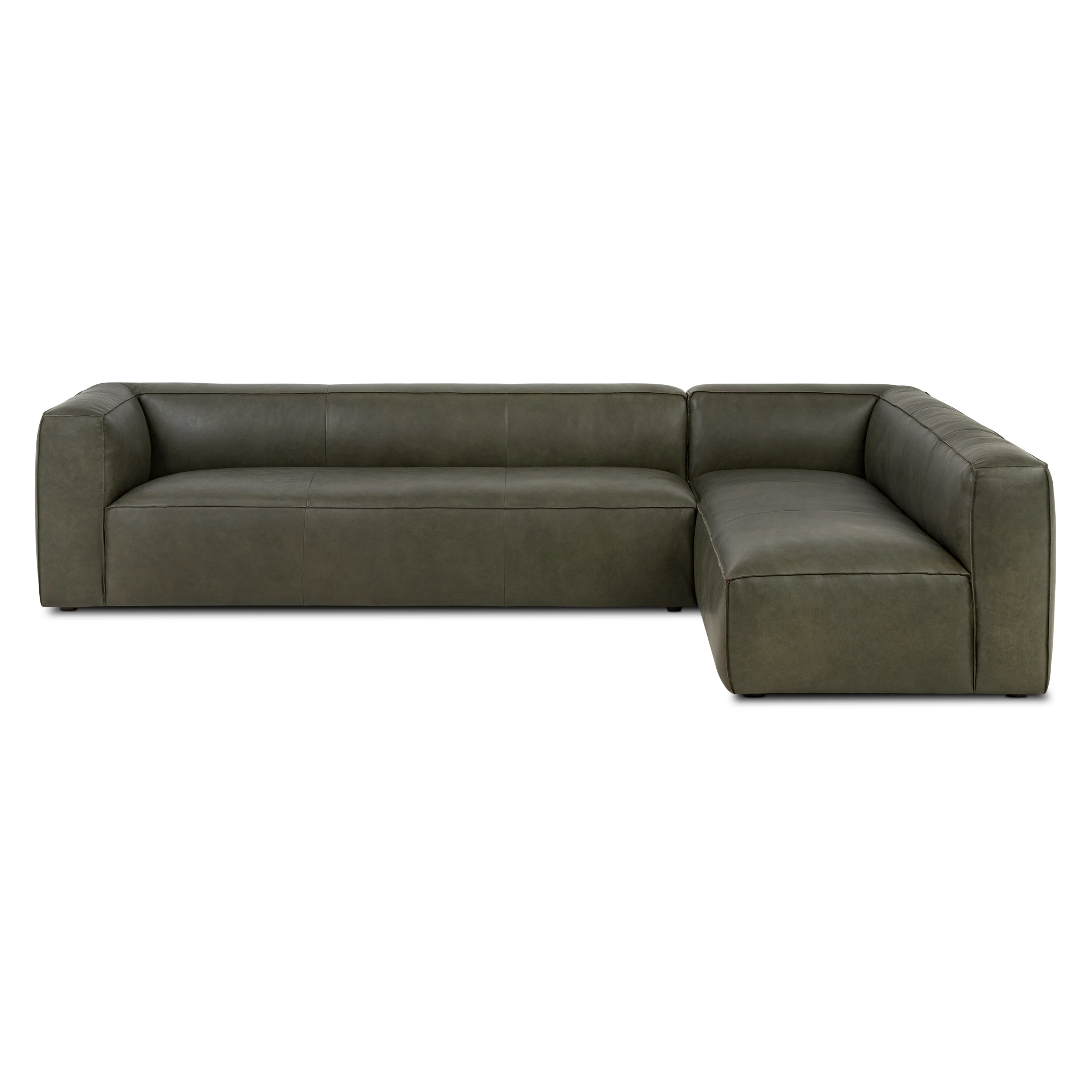 Piazza 123.5" Leather L-Shaped Corner Sectional Sofa | Olivine Green - Image 4