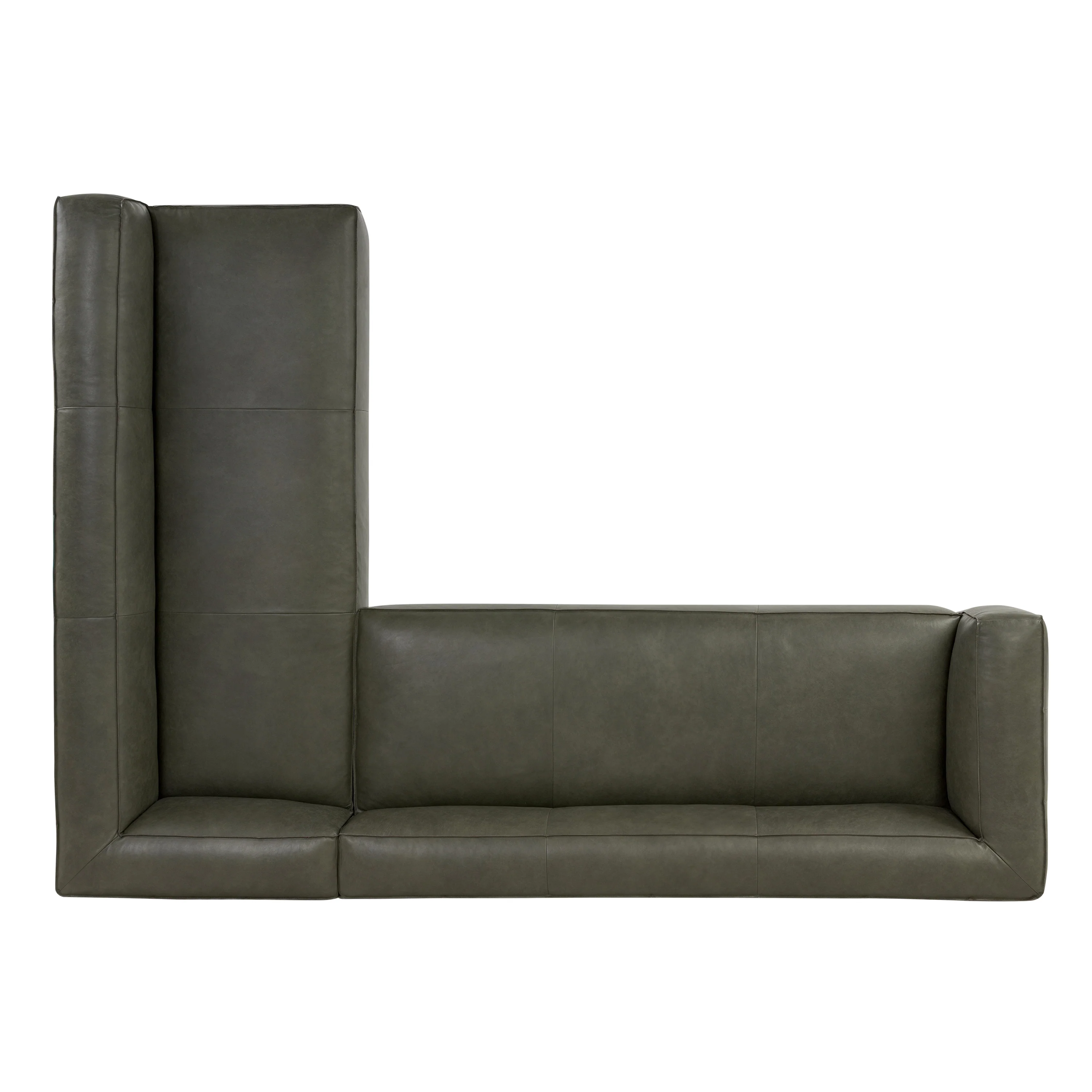Piazza 123.5" Leather L-Shaped Corner Sectional Sofa | Olivine Green - Image 5