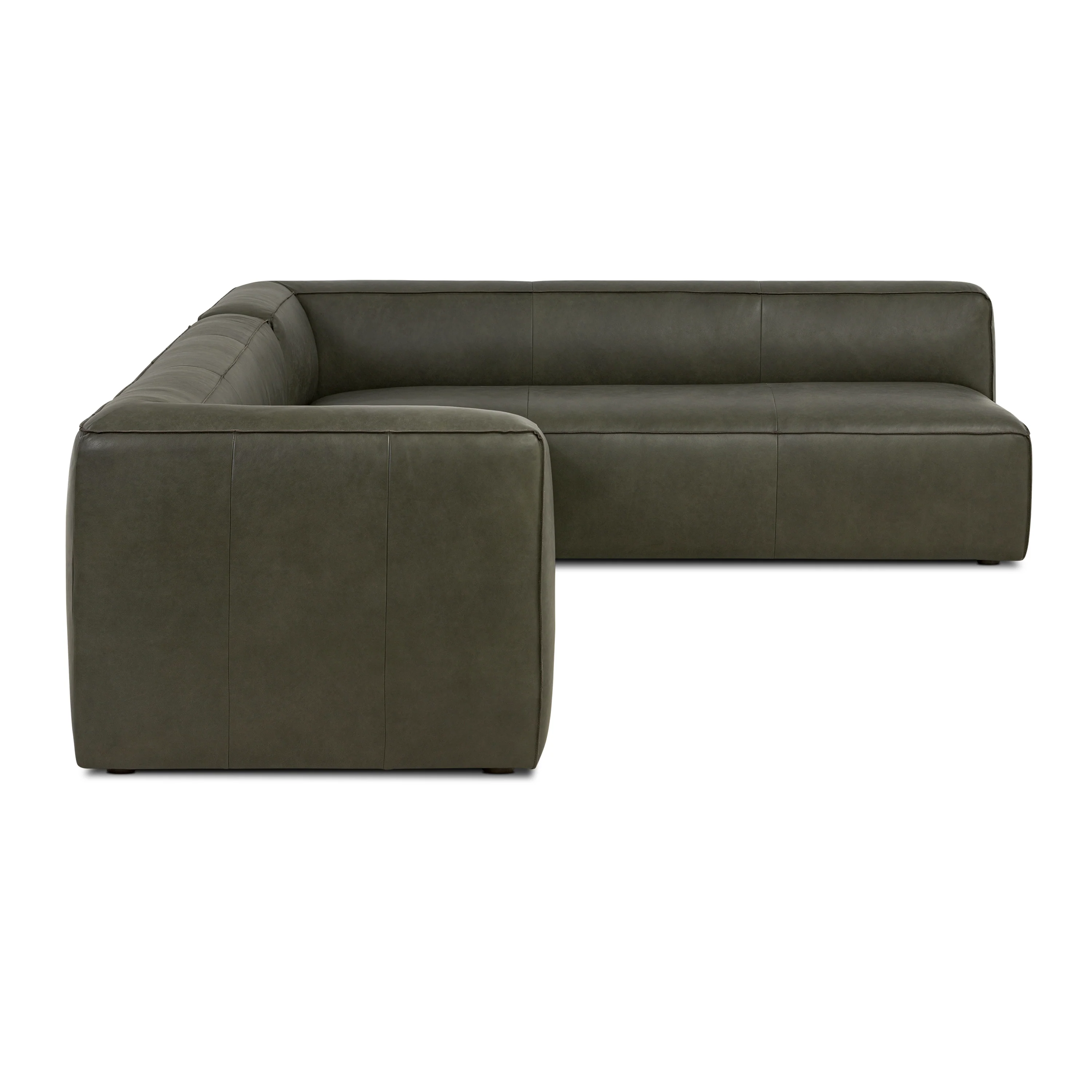 Piazza 123.5" Leather L-Shaped Corner Sectional Sofa | Olivine Green - Image 6