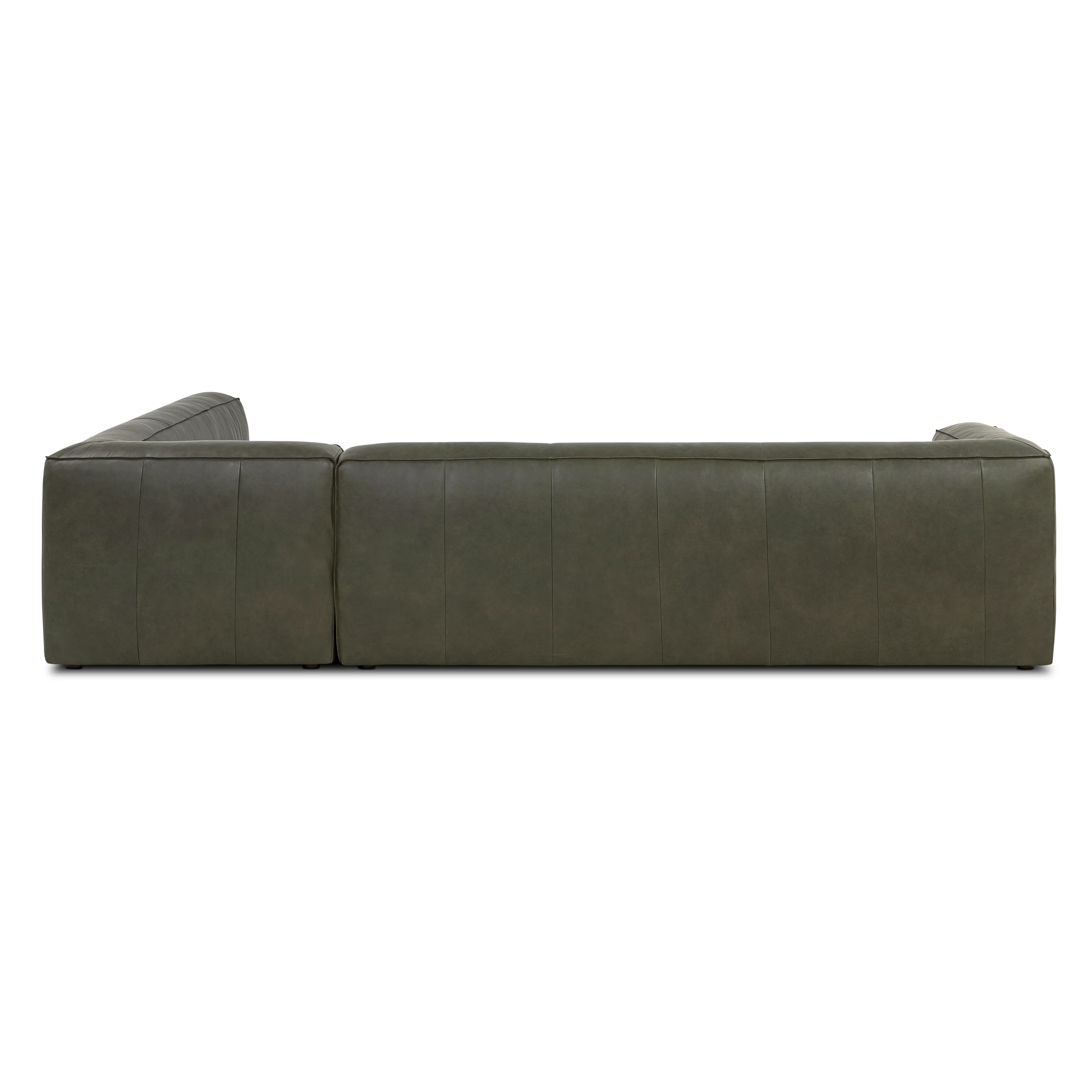 Piazza 123.5" Leather L-Shaped Corner Sectional Sofa | Olivine Green - Image 8