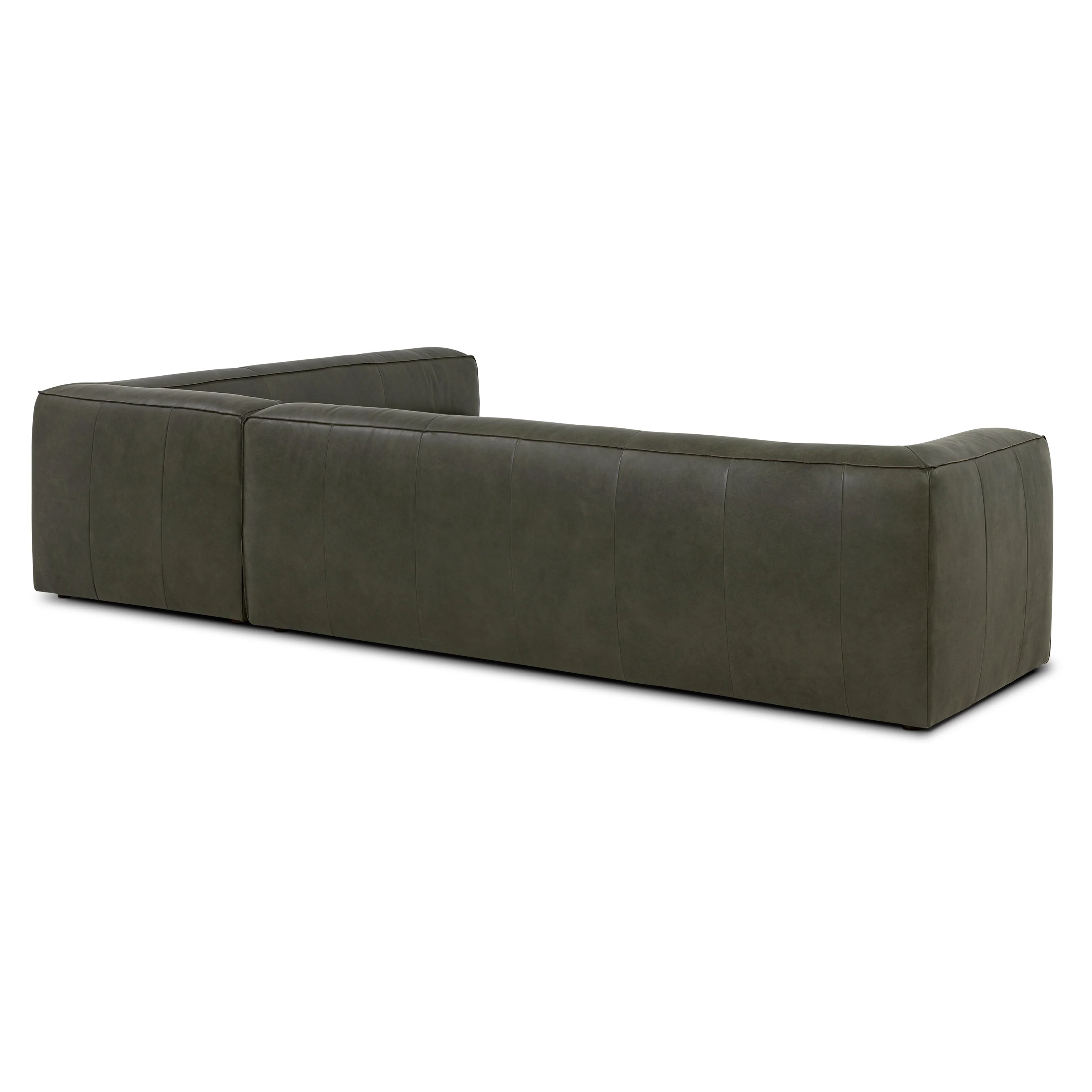 Piazza 123.5" Leather L-Shaped Corner Sectional Sofa | Olivine Green - Image 9